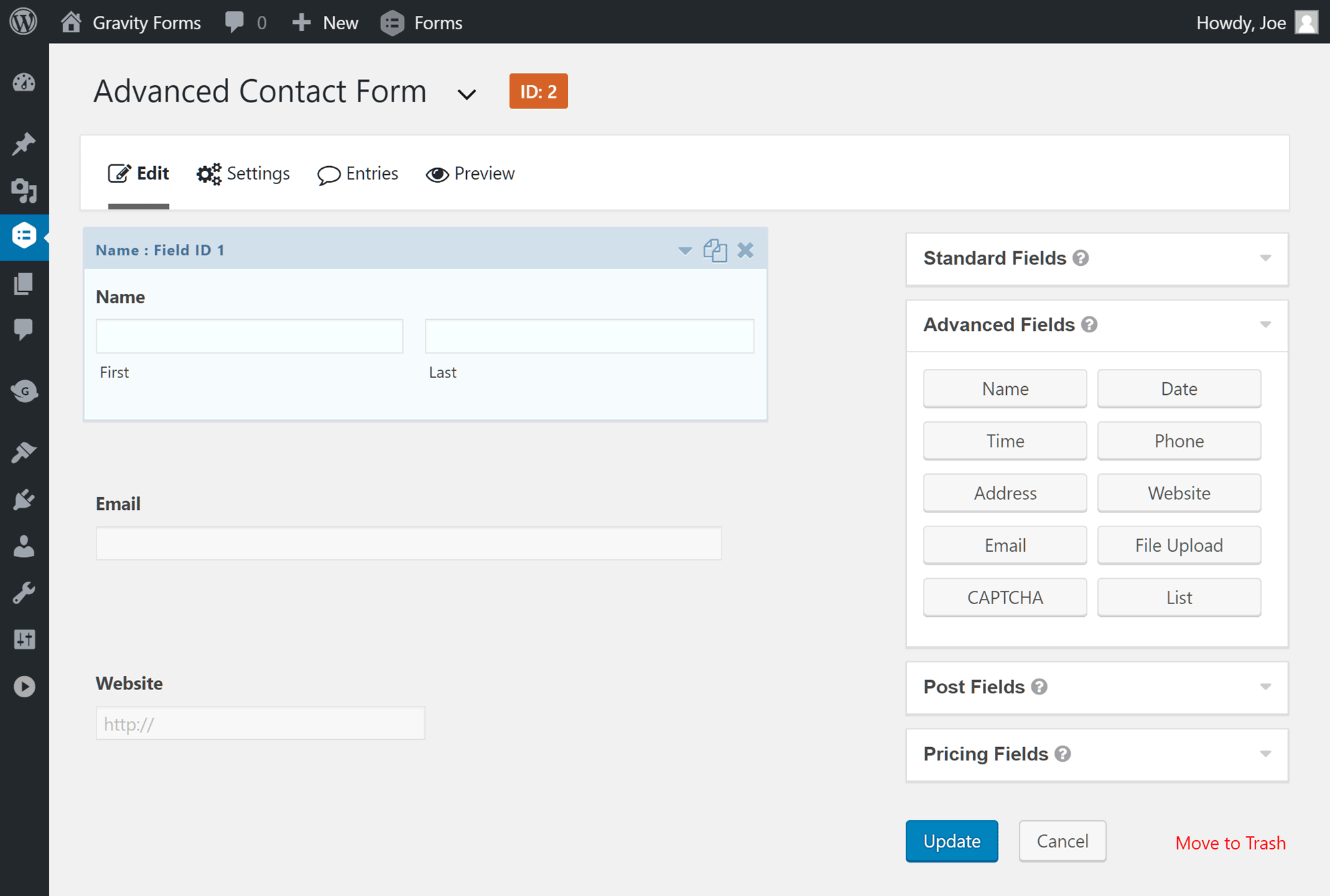 Adding fields to the form