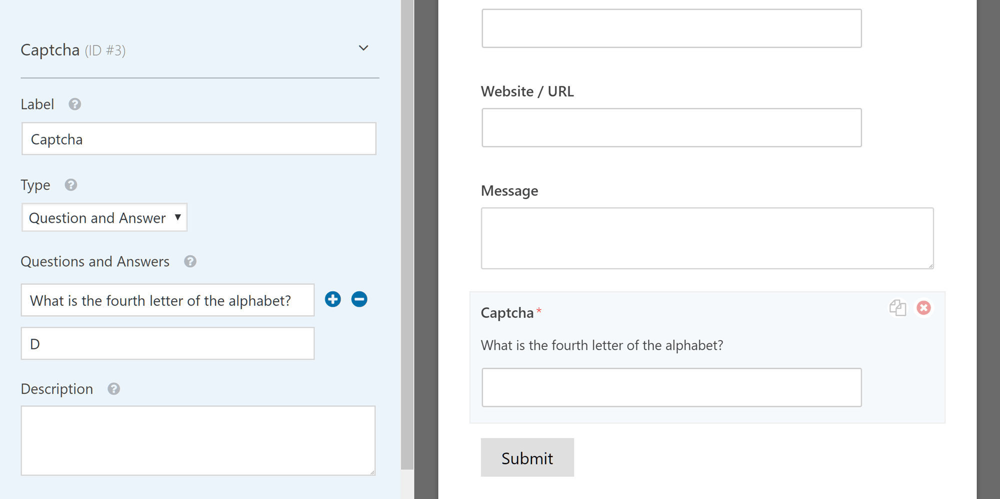 Captcha Field Settings