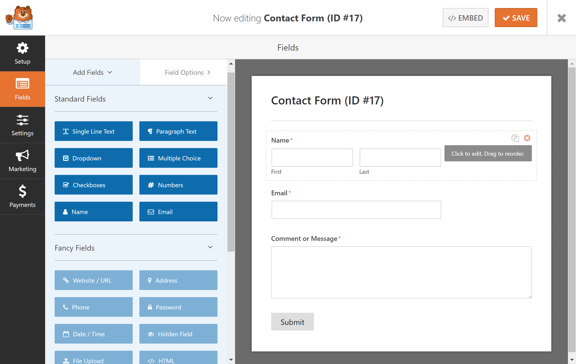 Form Builder User Interface