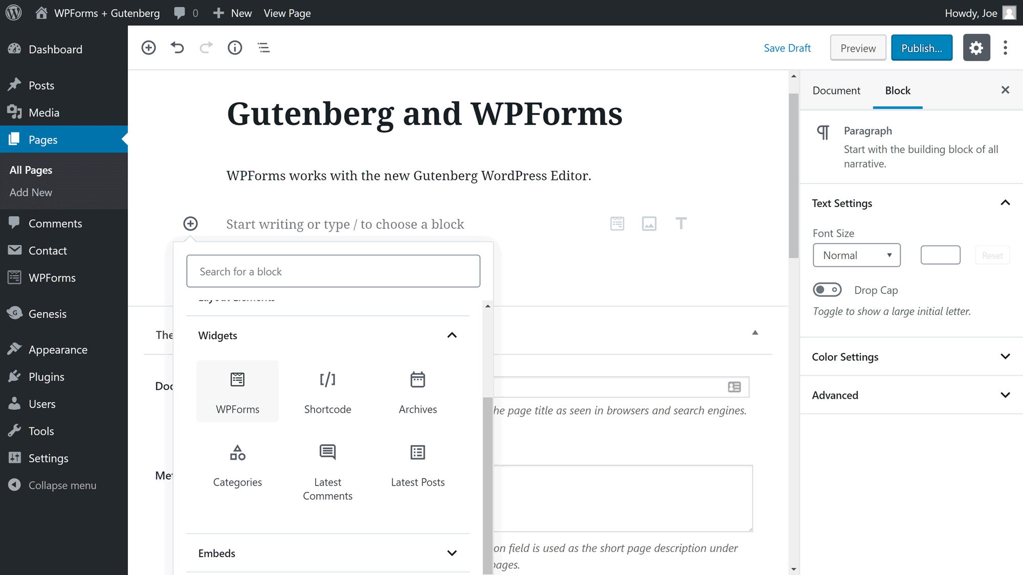Using WPForms with Gutenberg
