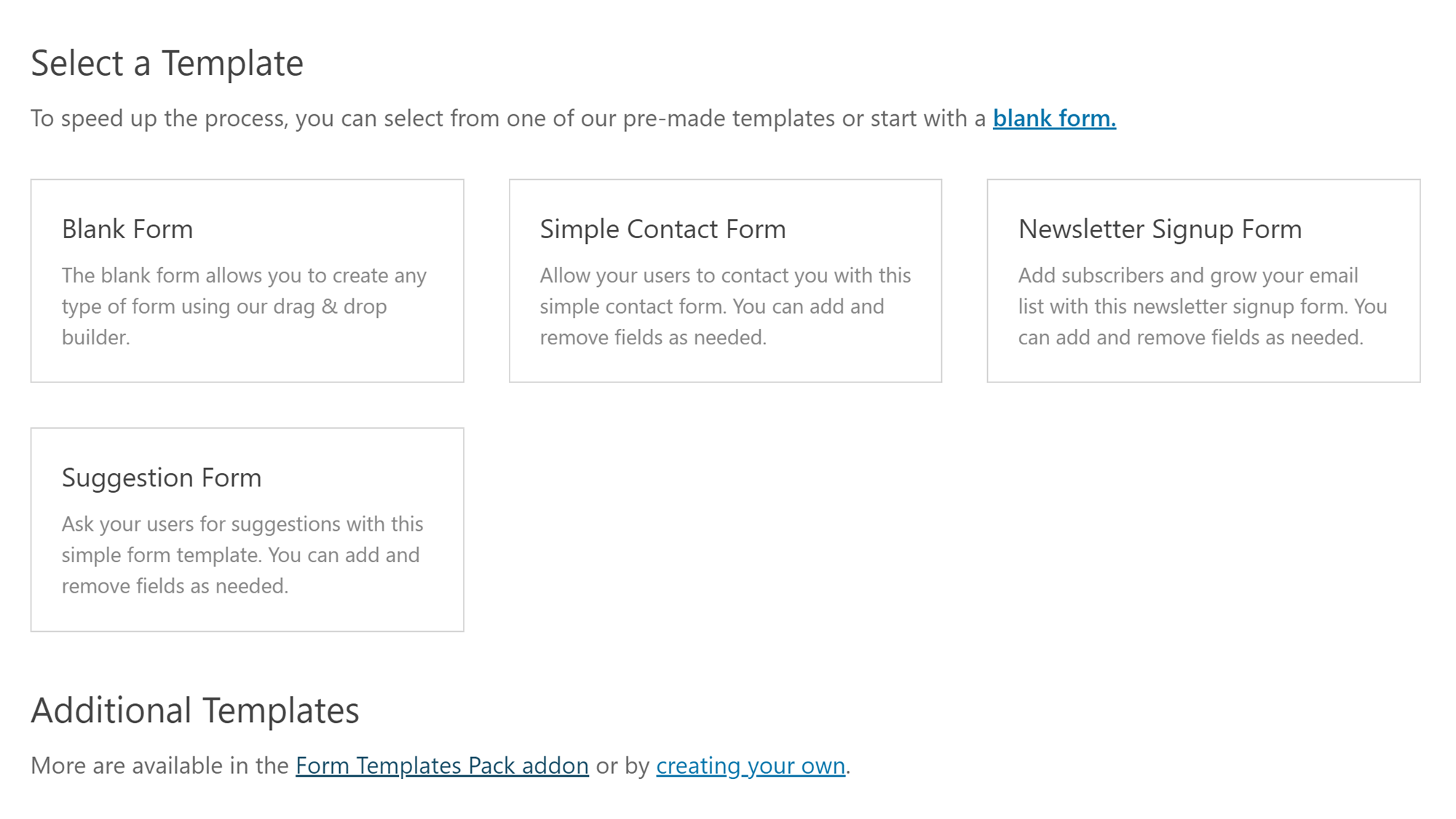 Form Templates from WPForms Lite