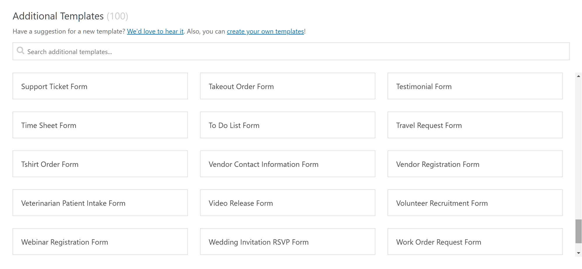 WPForms Extra Templates