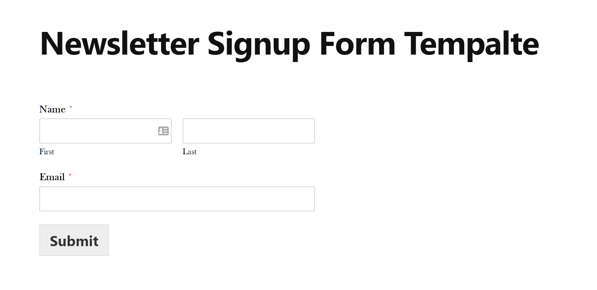 Newsletter Signup Form Template
