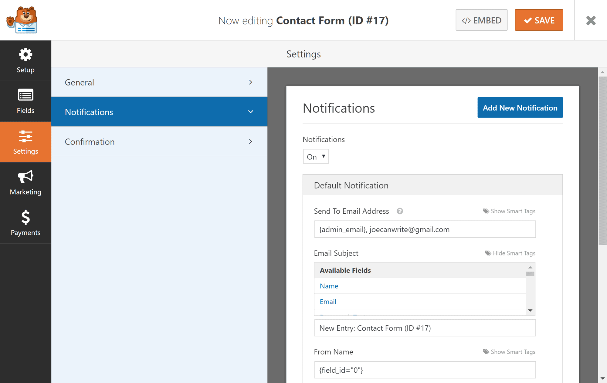 Form Entry Notifications