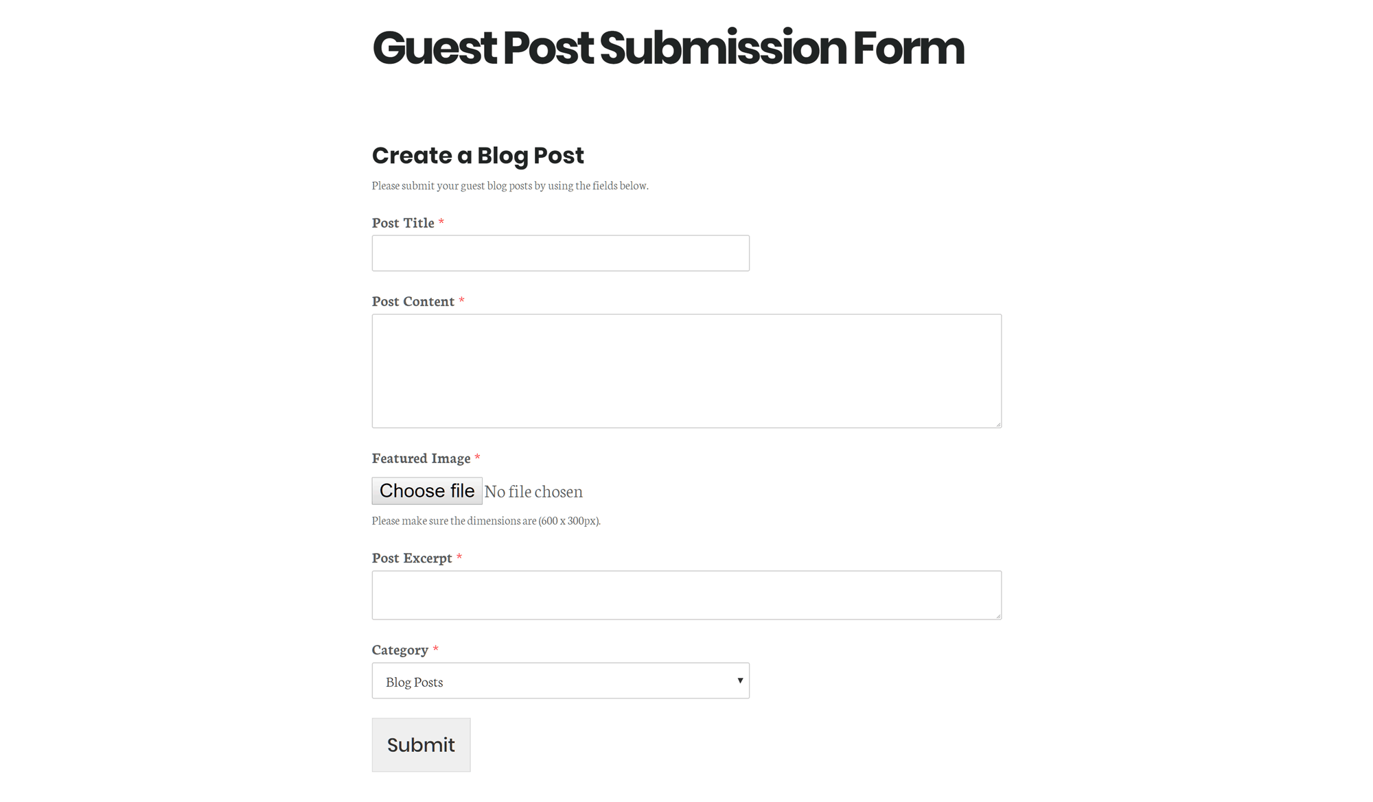 Example of a Post Submission Form