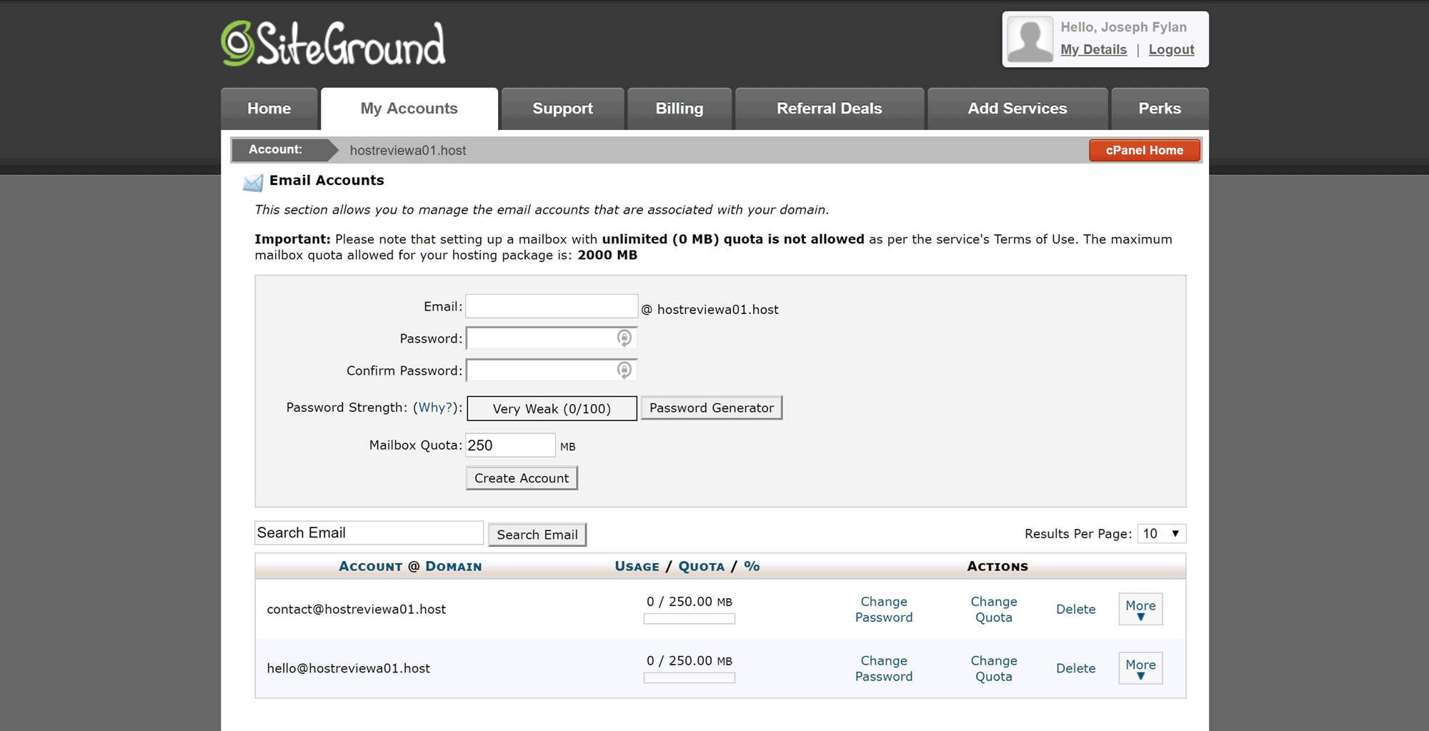 Email Account Management