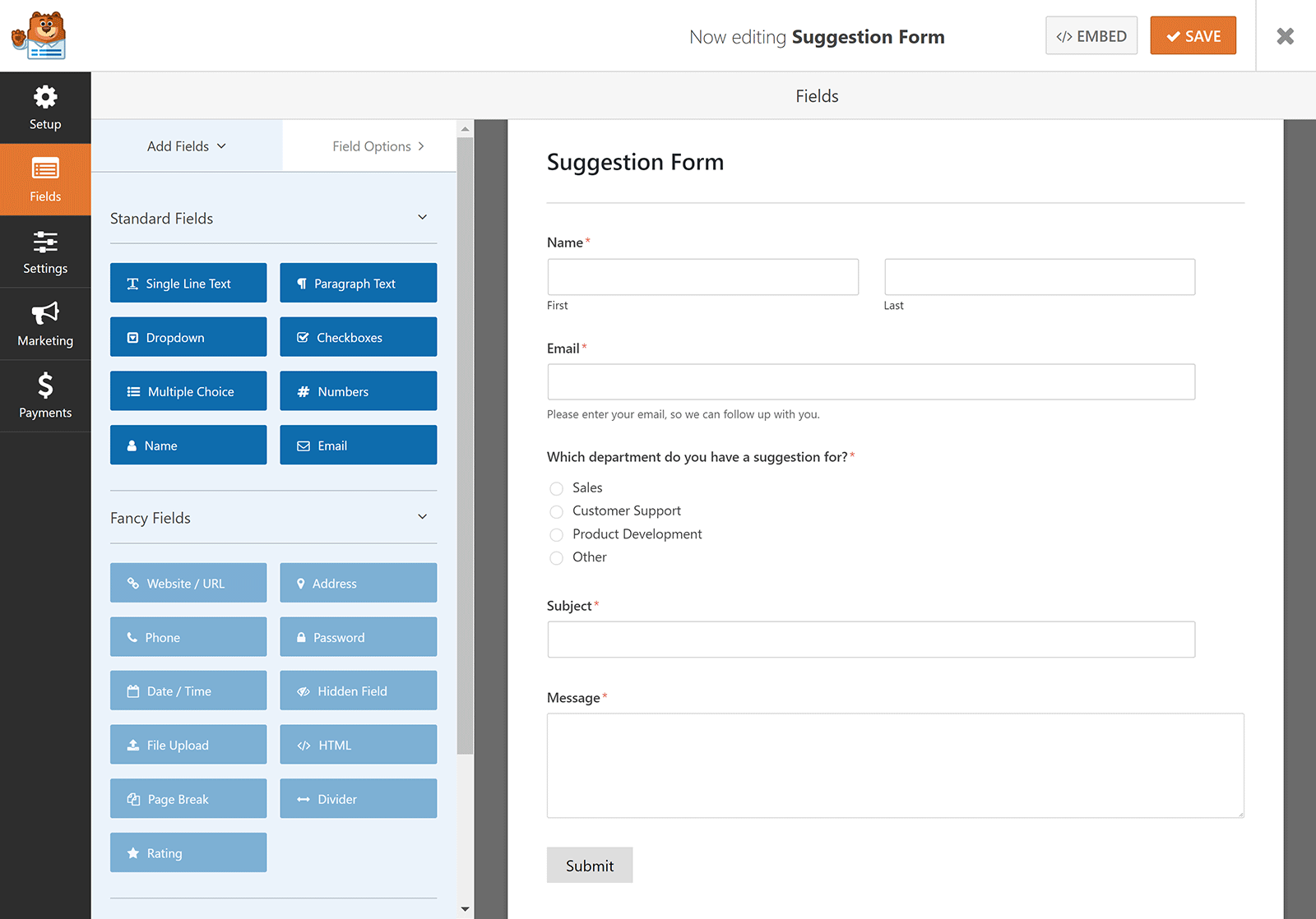 WP Forms Form Settings