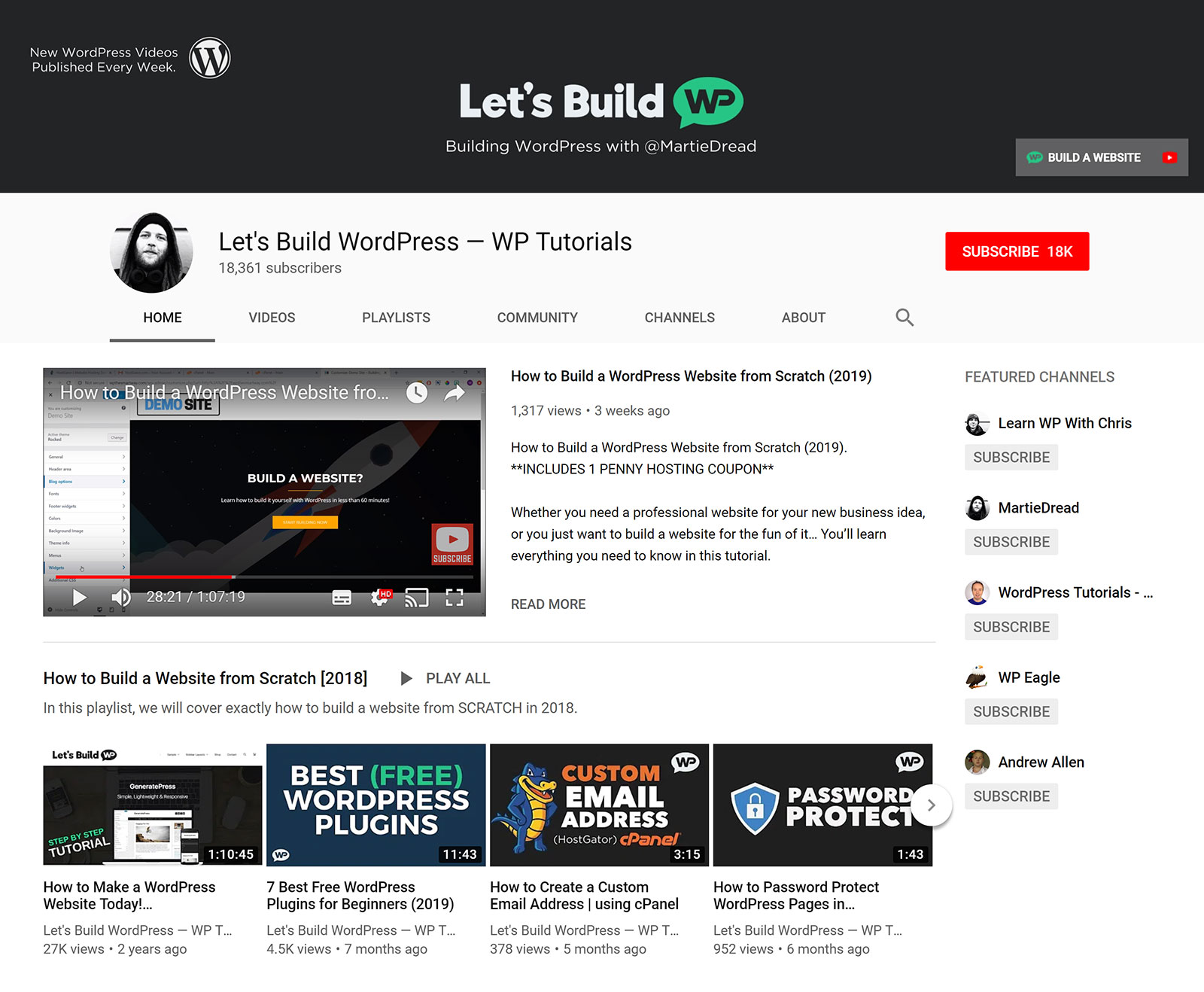 Let's Build WordPress- YouTube Channel