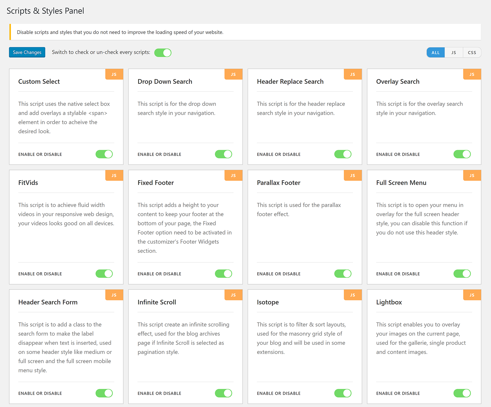 Product Masonry Grid. Mobile script.