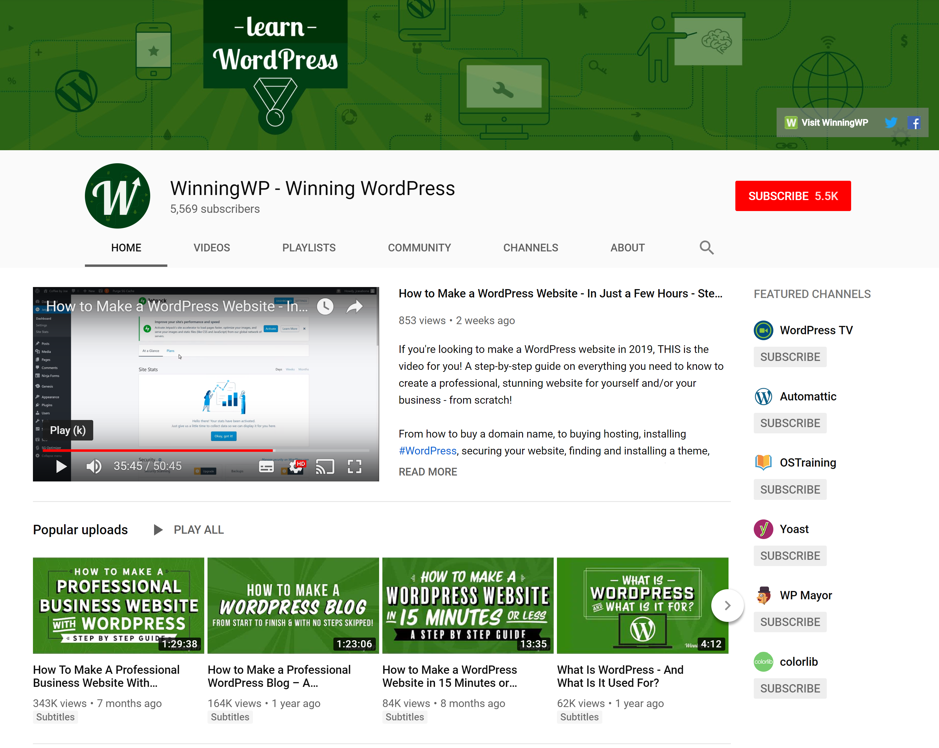 WinningWP- YouTube Channel