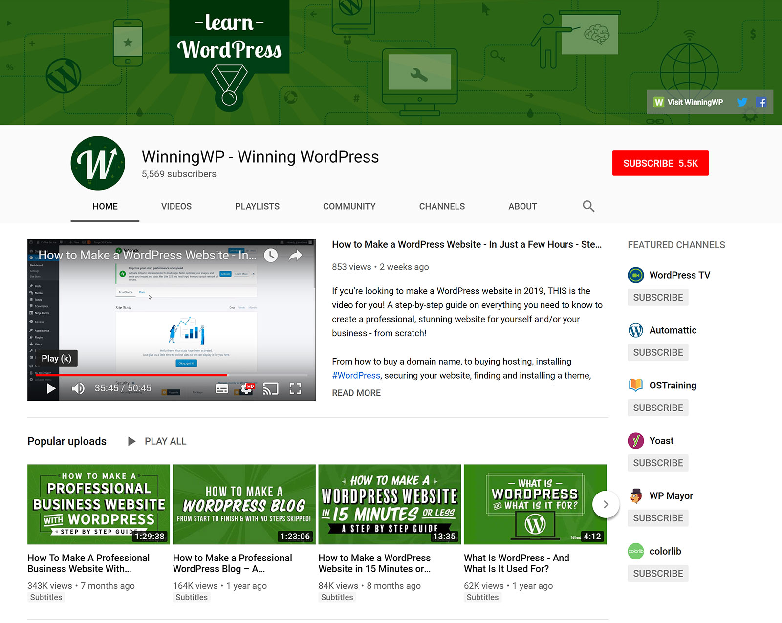 WinningWP- YouTube Channel