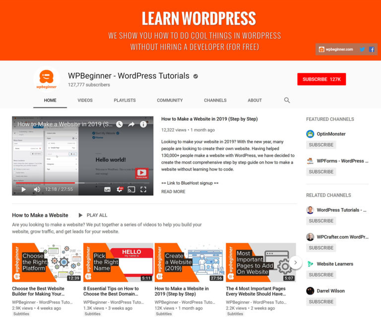 Top 15+ Best WordPress YouTube Channels - For All Levels