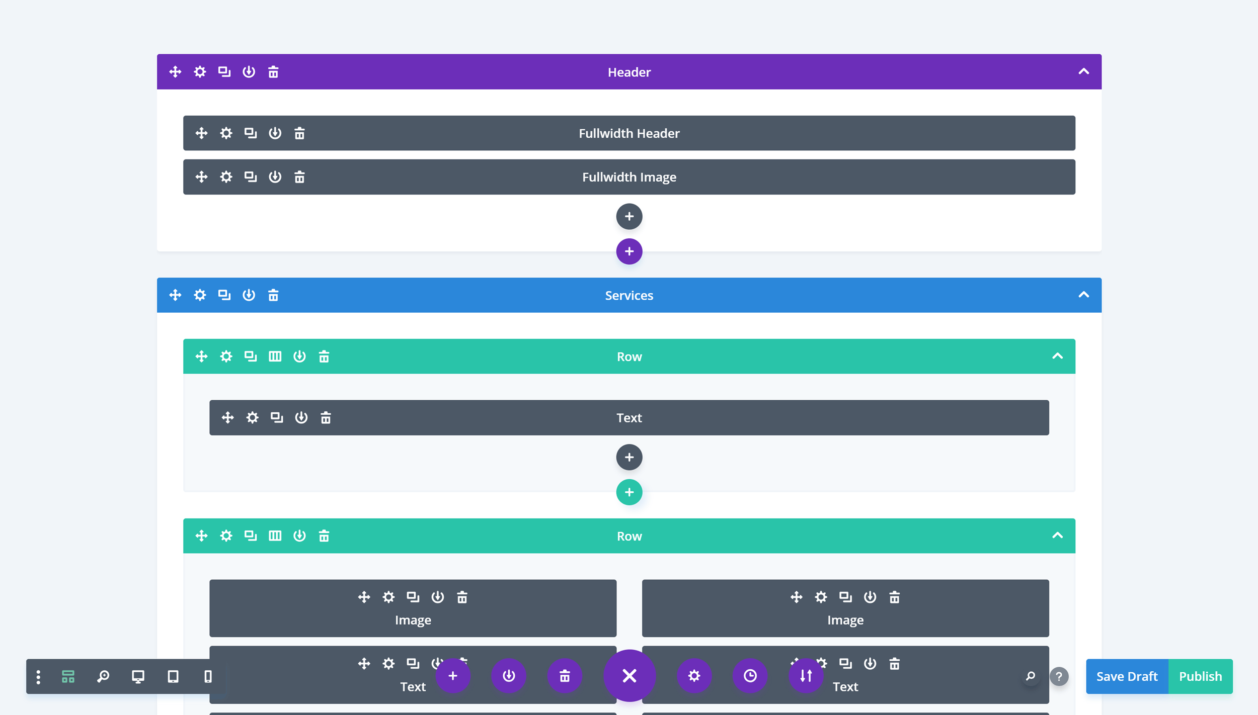 Divi Builder Wireframe User Interface