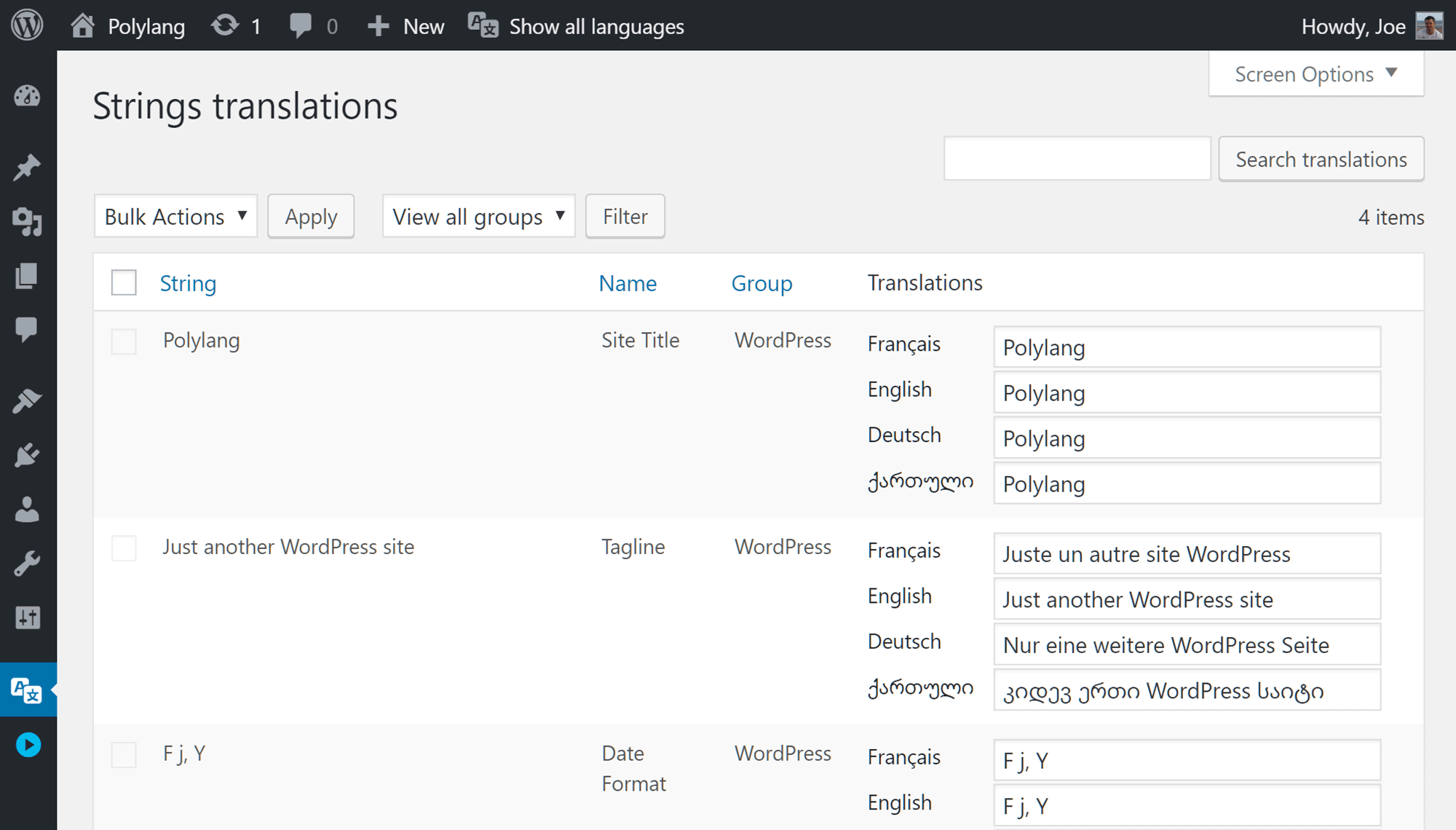 Entering String Translations