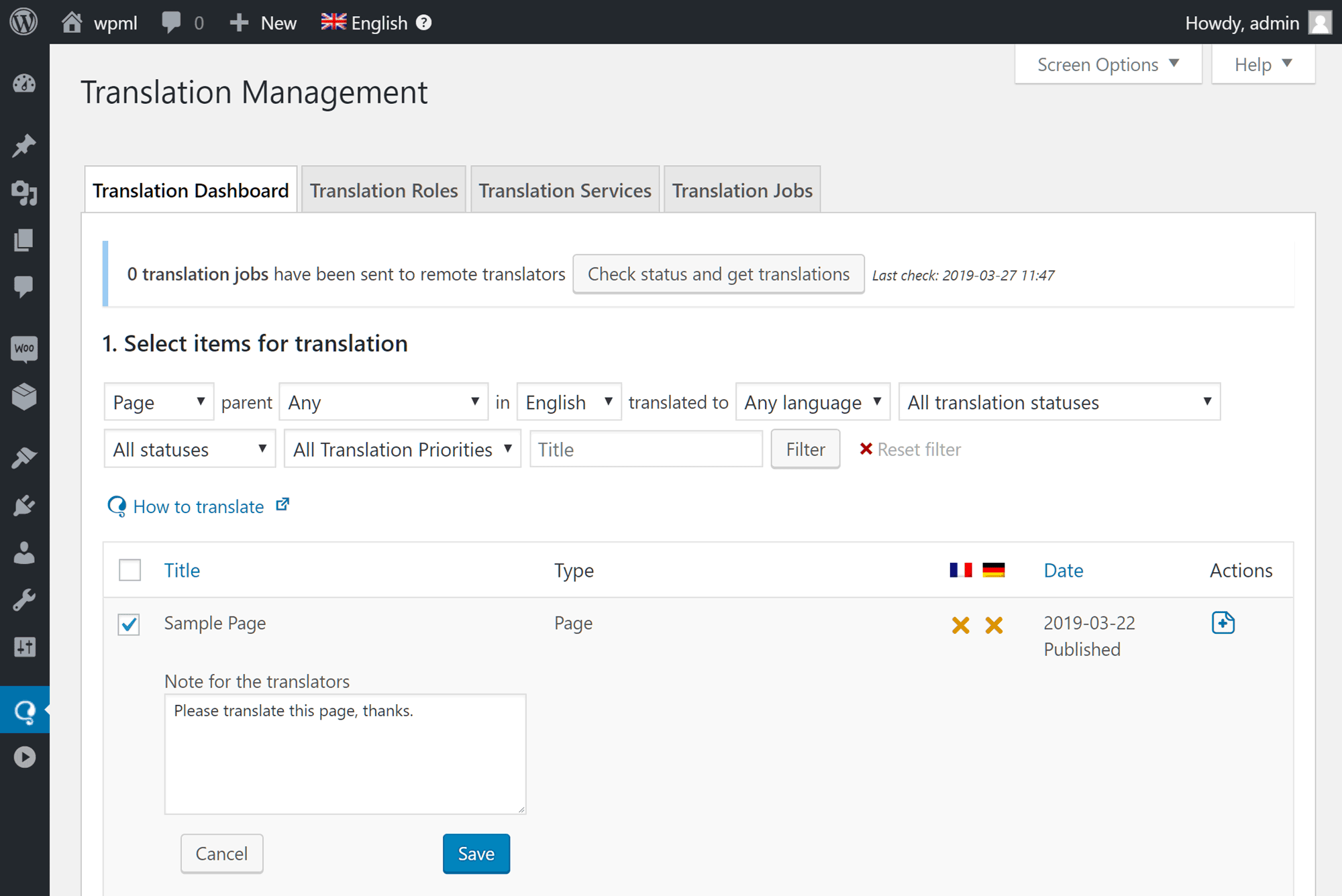 WPML Translation Job Management 