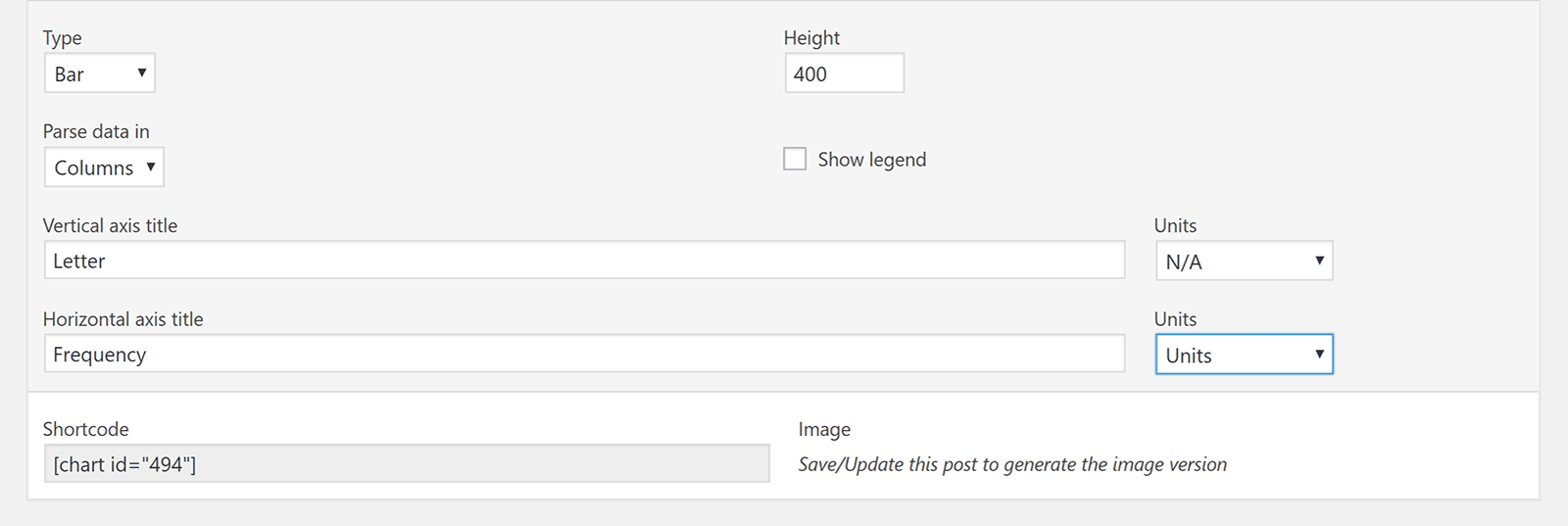 M Chart Data Settings