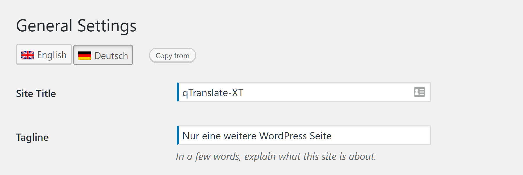 Site Title Translation Input