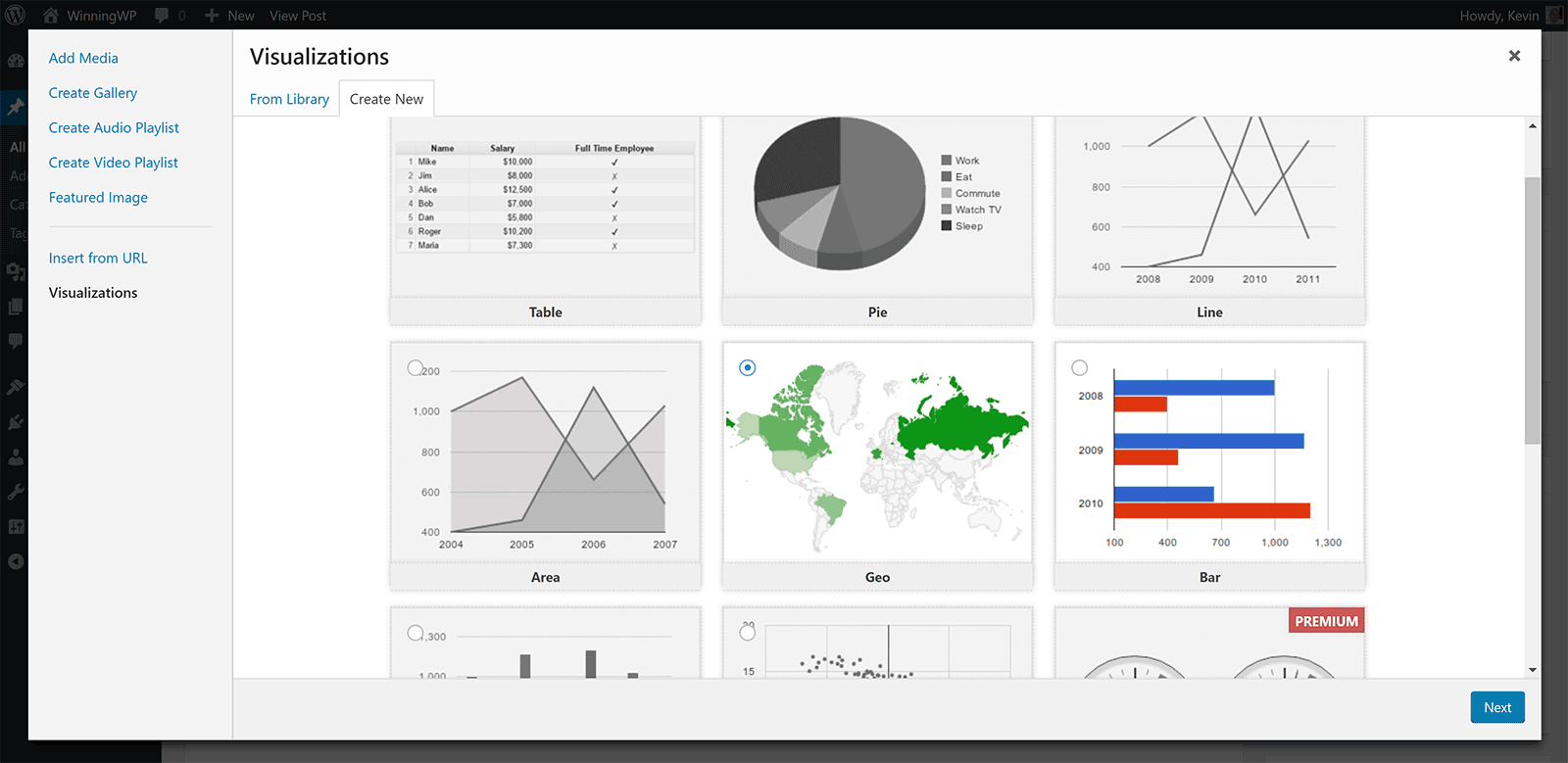 Visualizer Chart Options