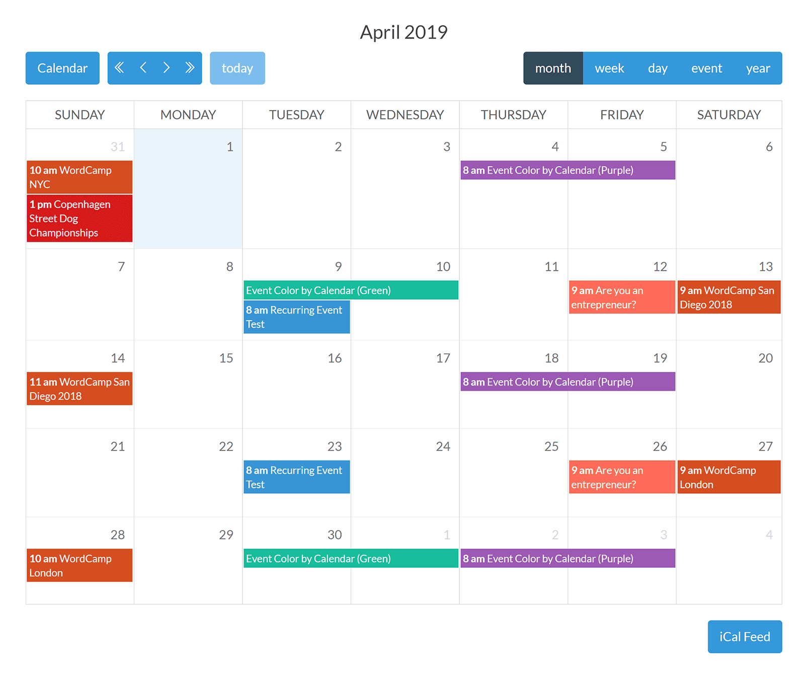 Github calendar. Календарь мероприятий. Event Calendar. Плагин календарь.