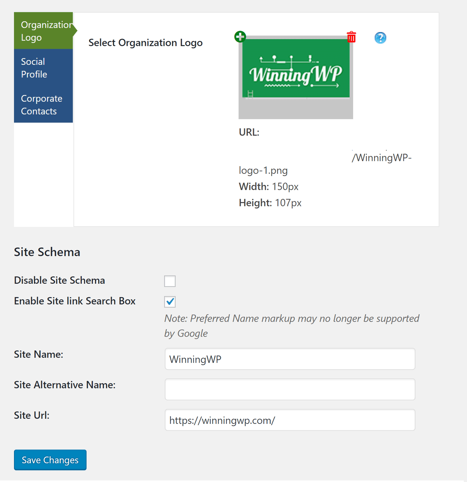 WP SEO Structured Data Schema Settings