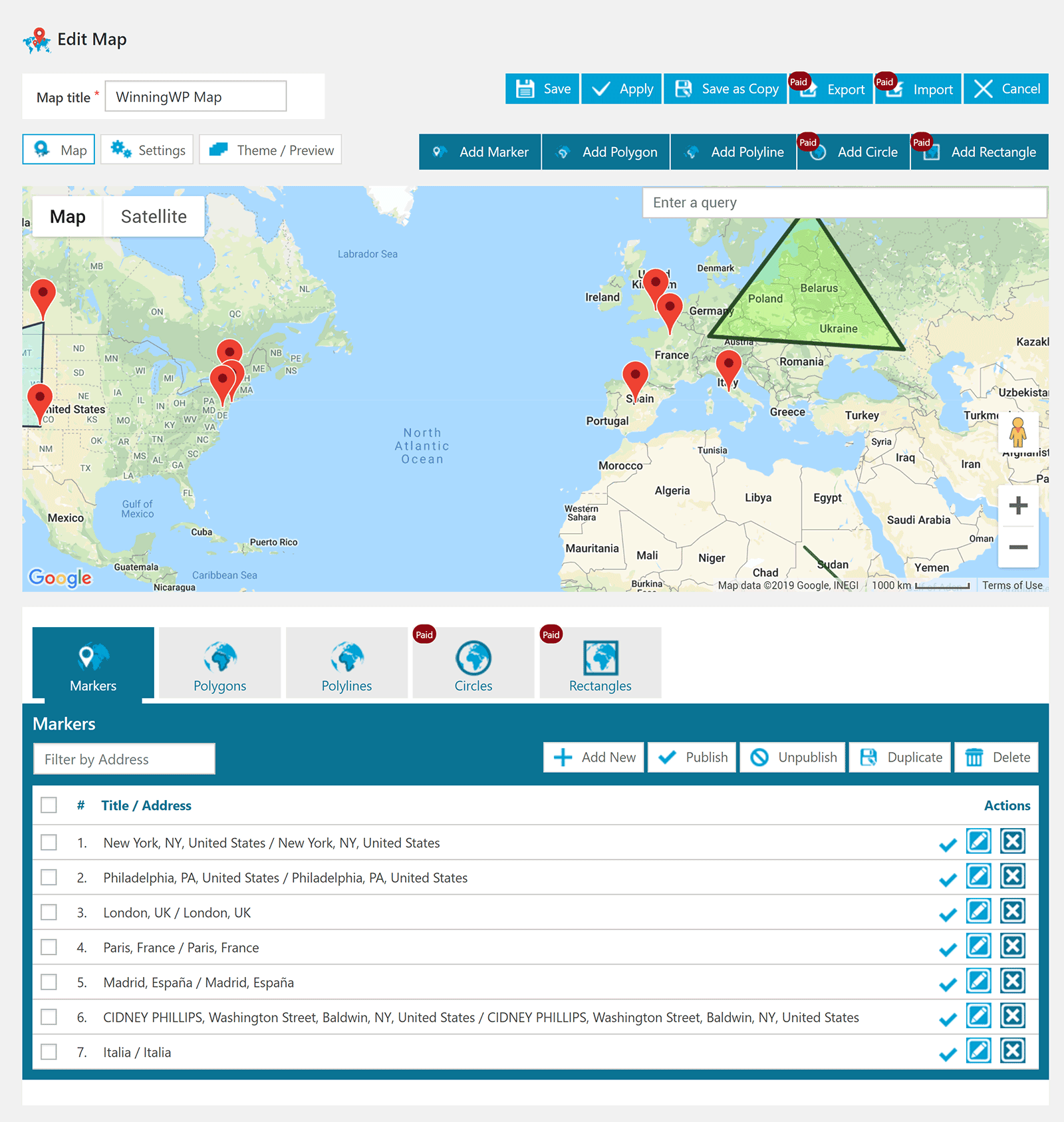 Adicionar um mapa em 10Web Google Maps