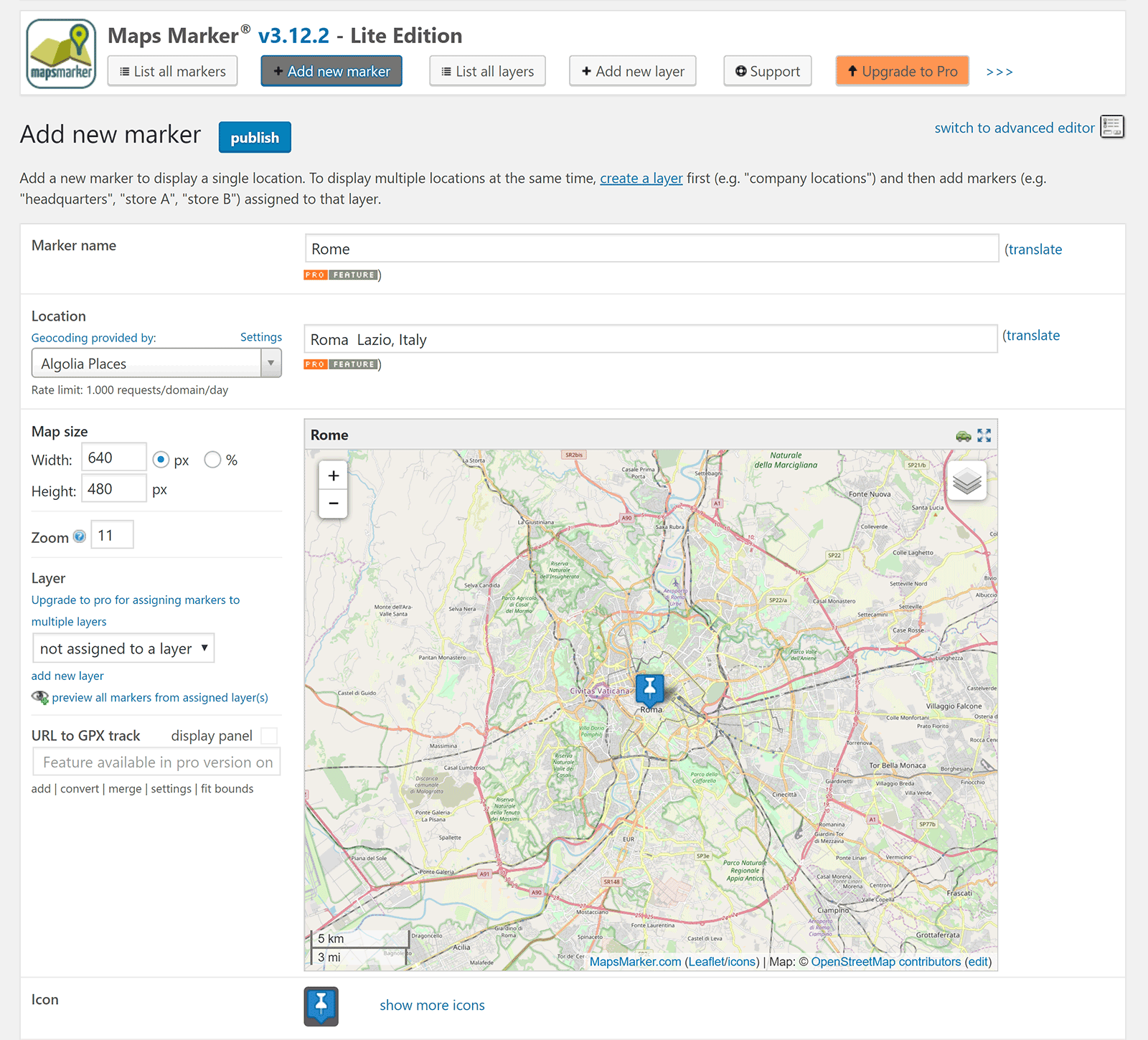 Nieuwe markering toevoegen