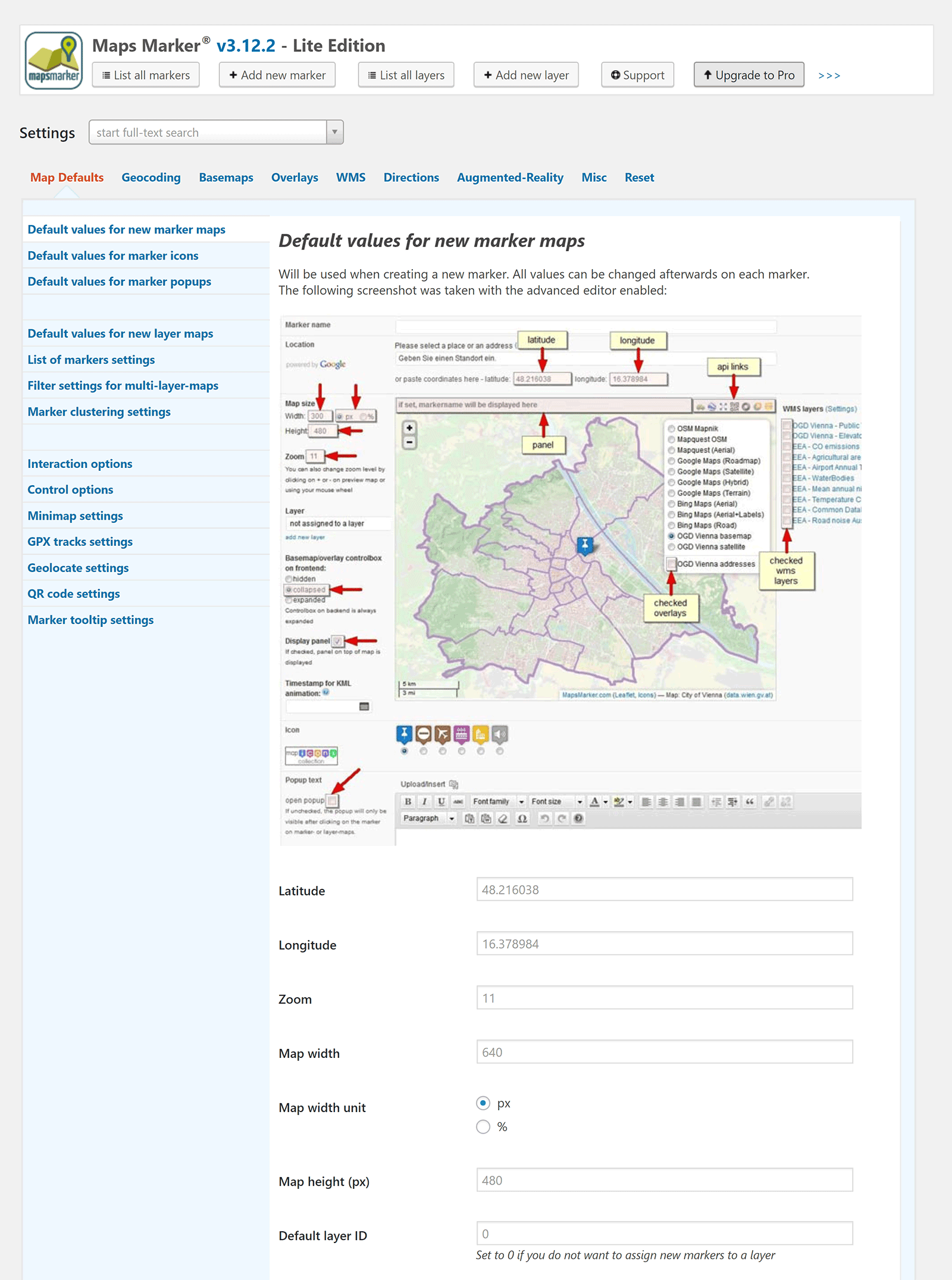 Maps Marker Settings