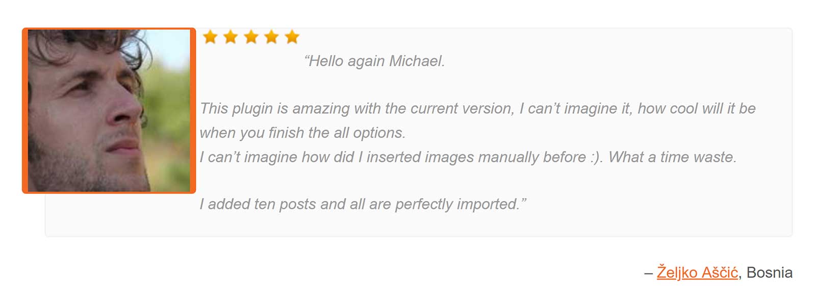 An Example of Testimonials Widget