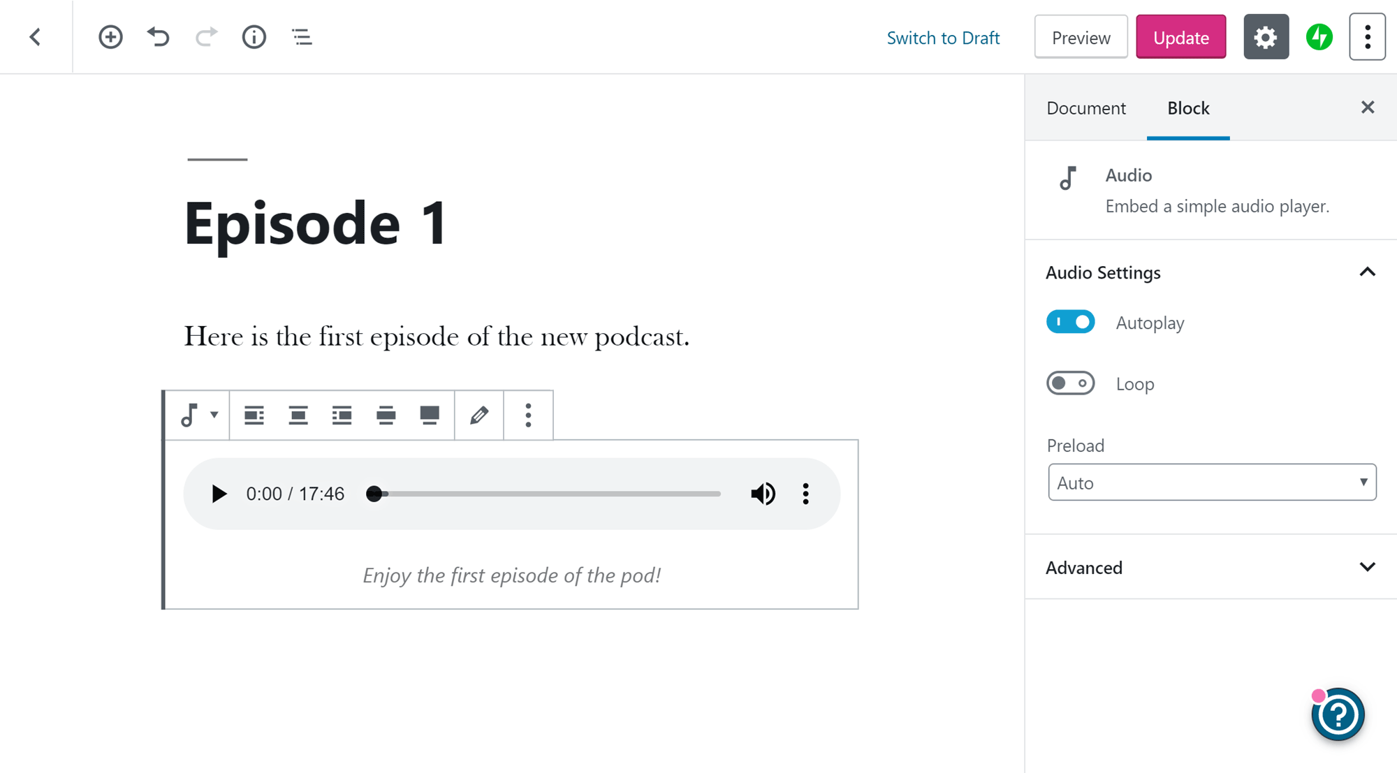 Podcast Audio File Player