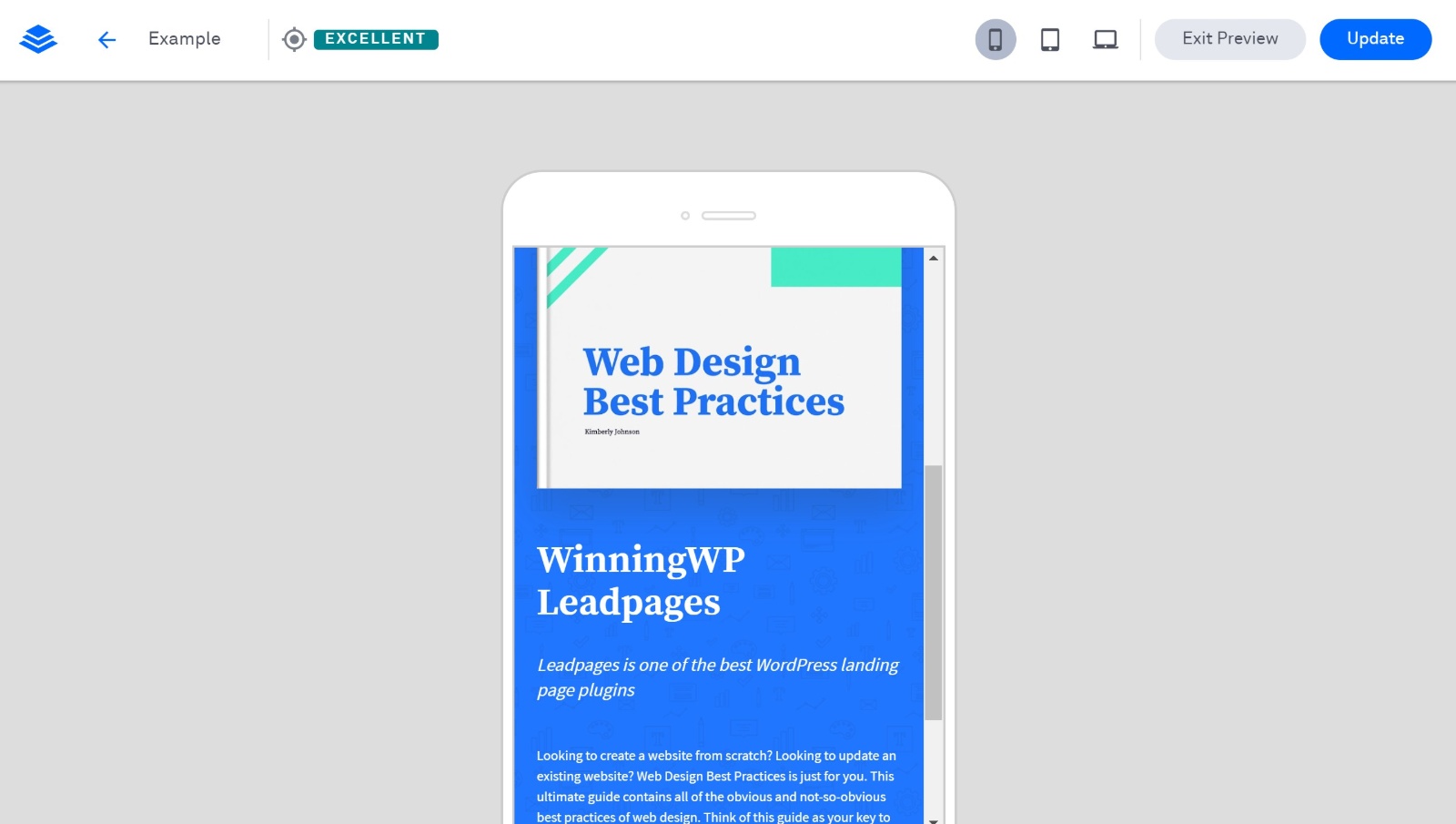 Leadpages mobile preview