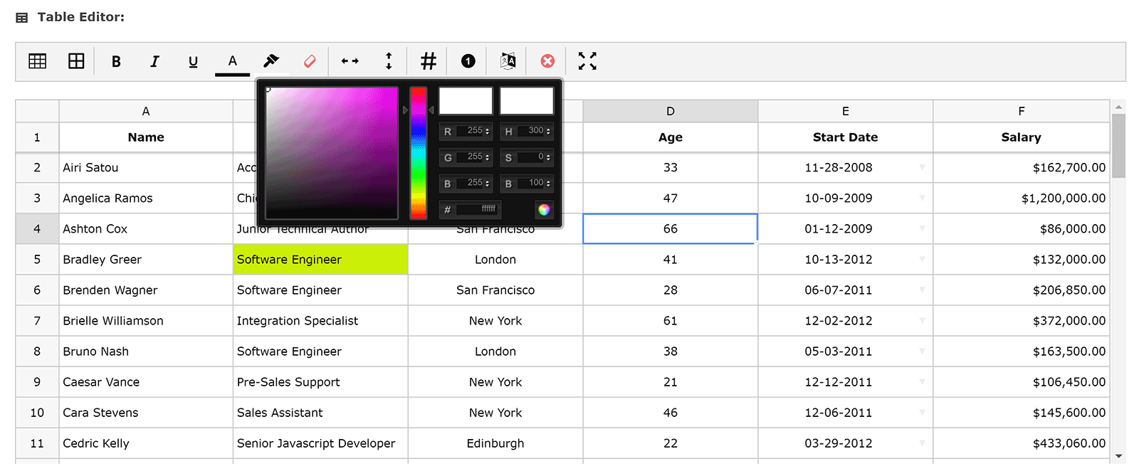 Tablenator Table Editor