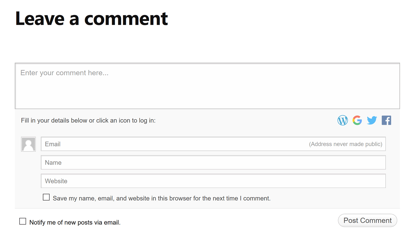 Comments format