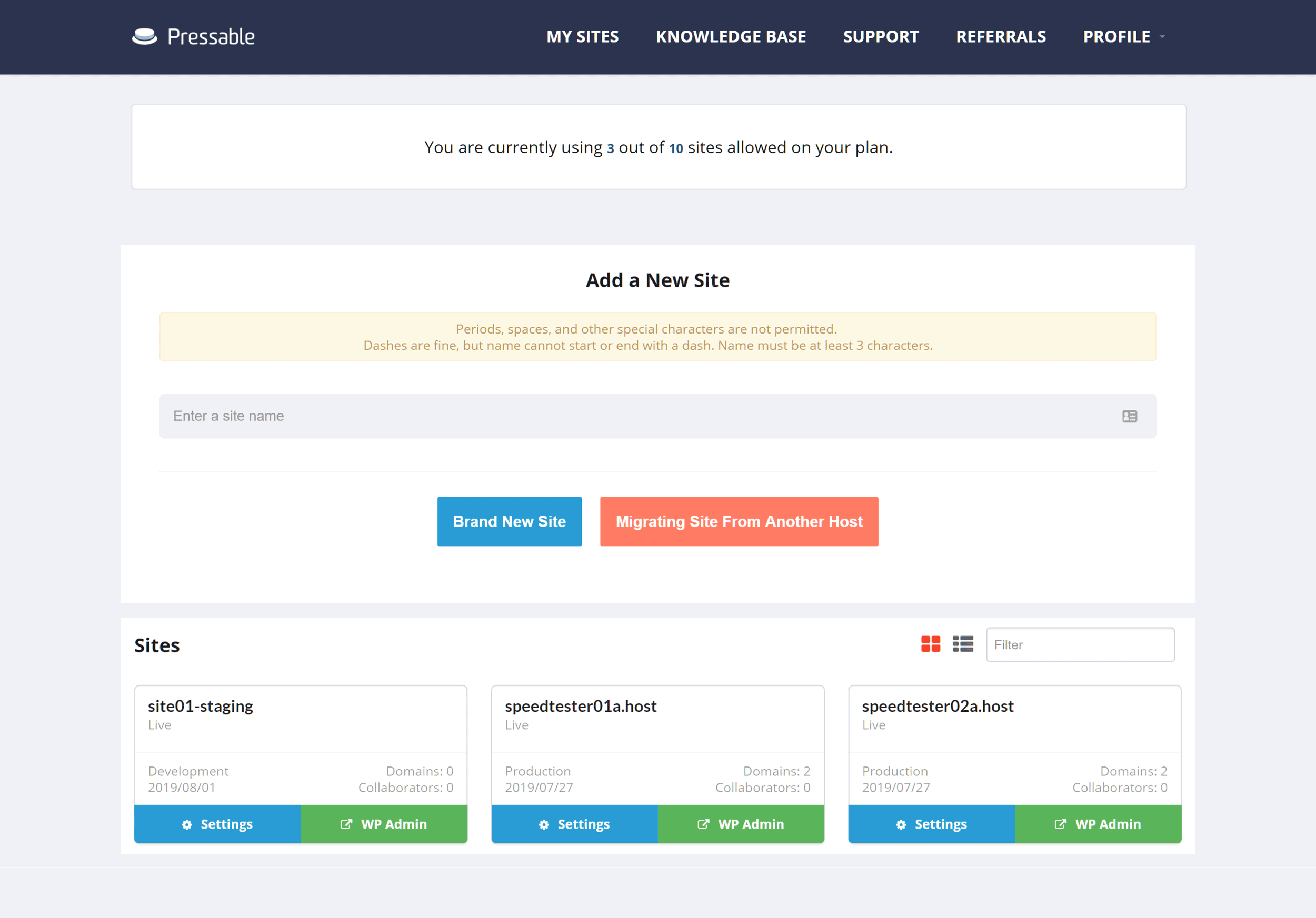 Pressable Dashboard