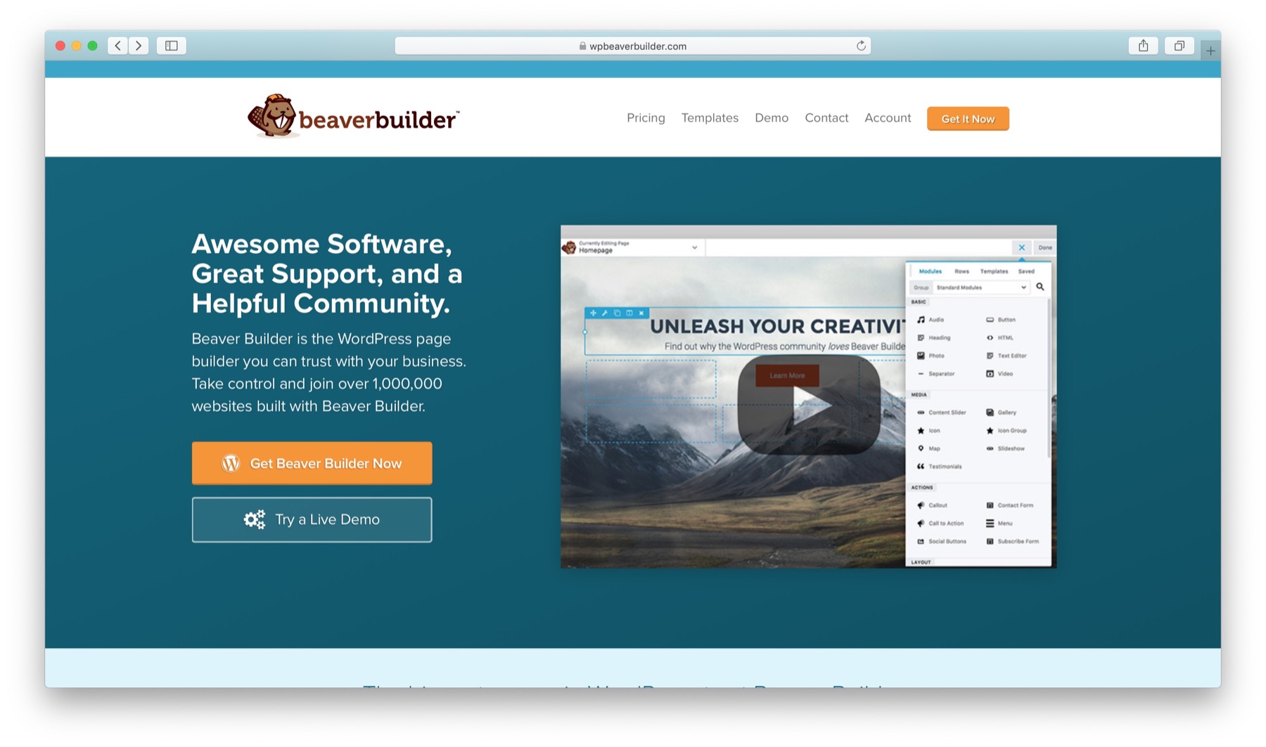 WordPress page builder plugins #2: Beaver Builder