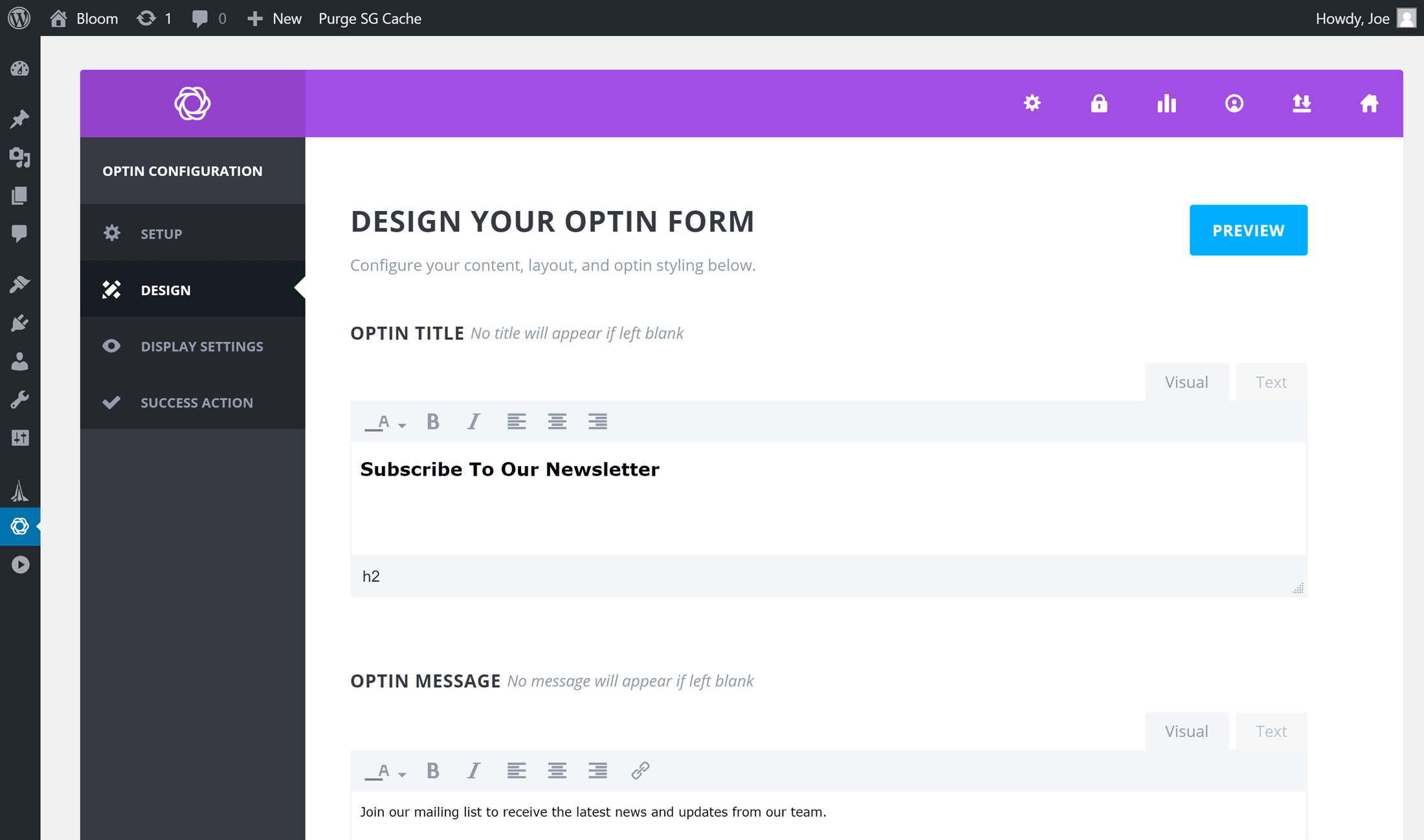 Bloom Form Editor Interface