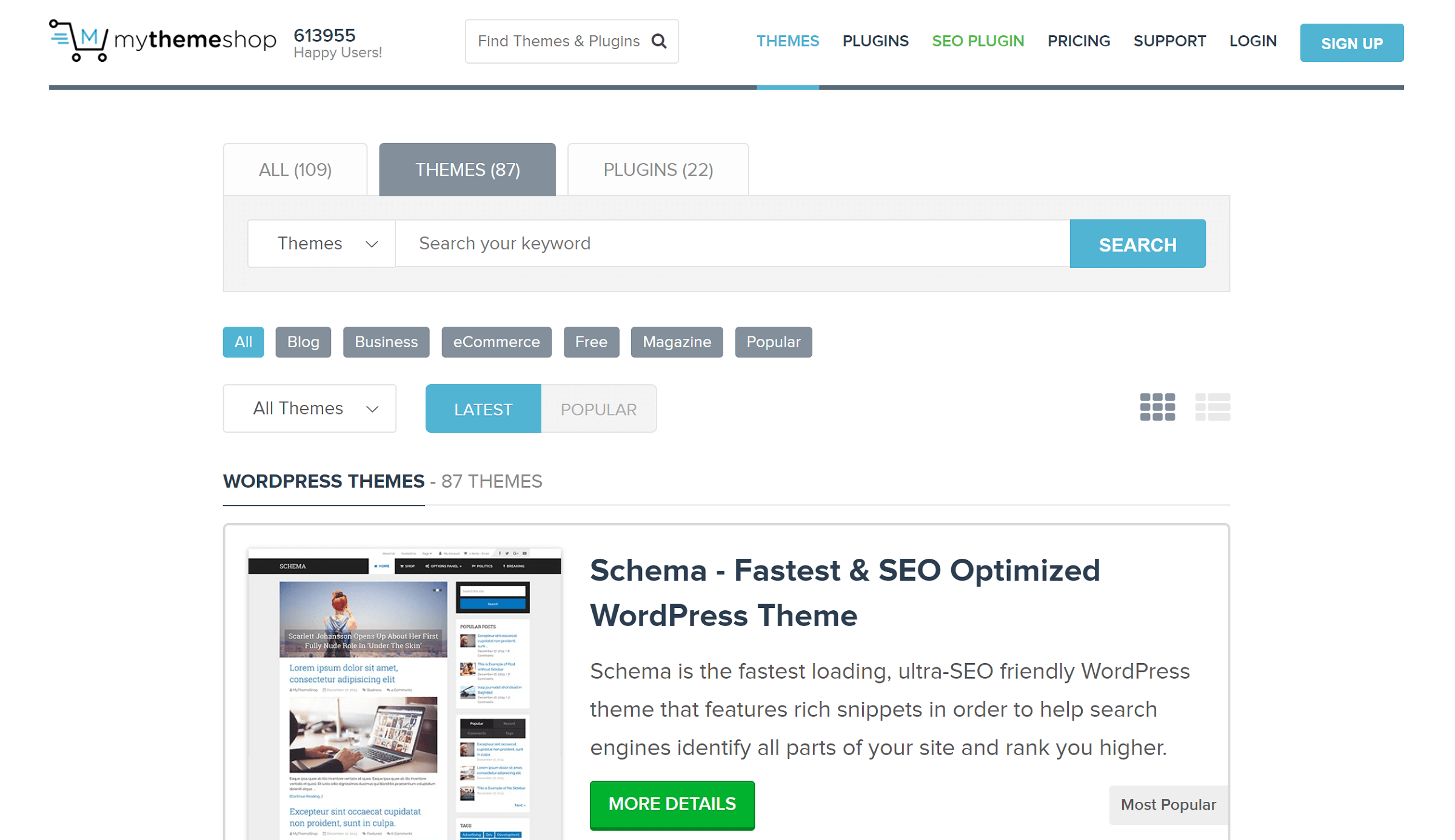 MyThemeShop theme search page