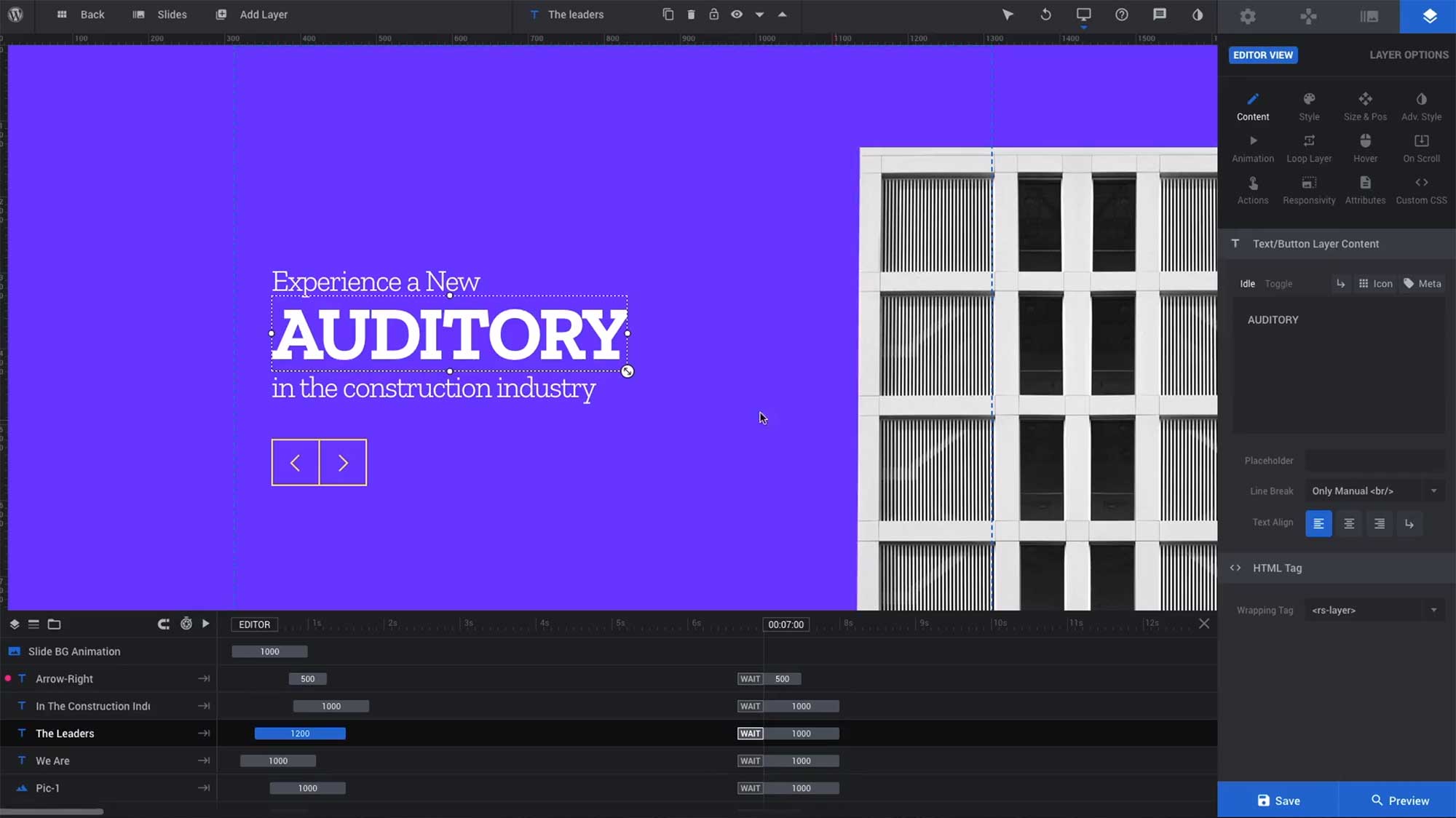 Editing a Slide in Slider Revolution