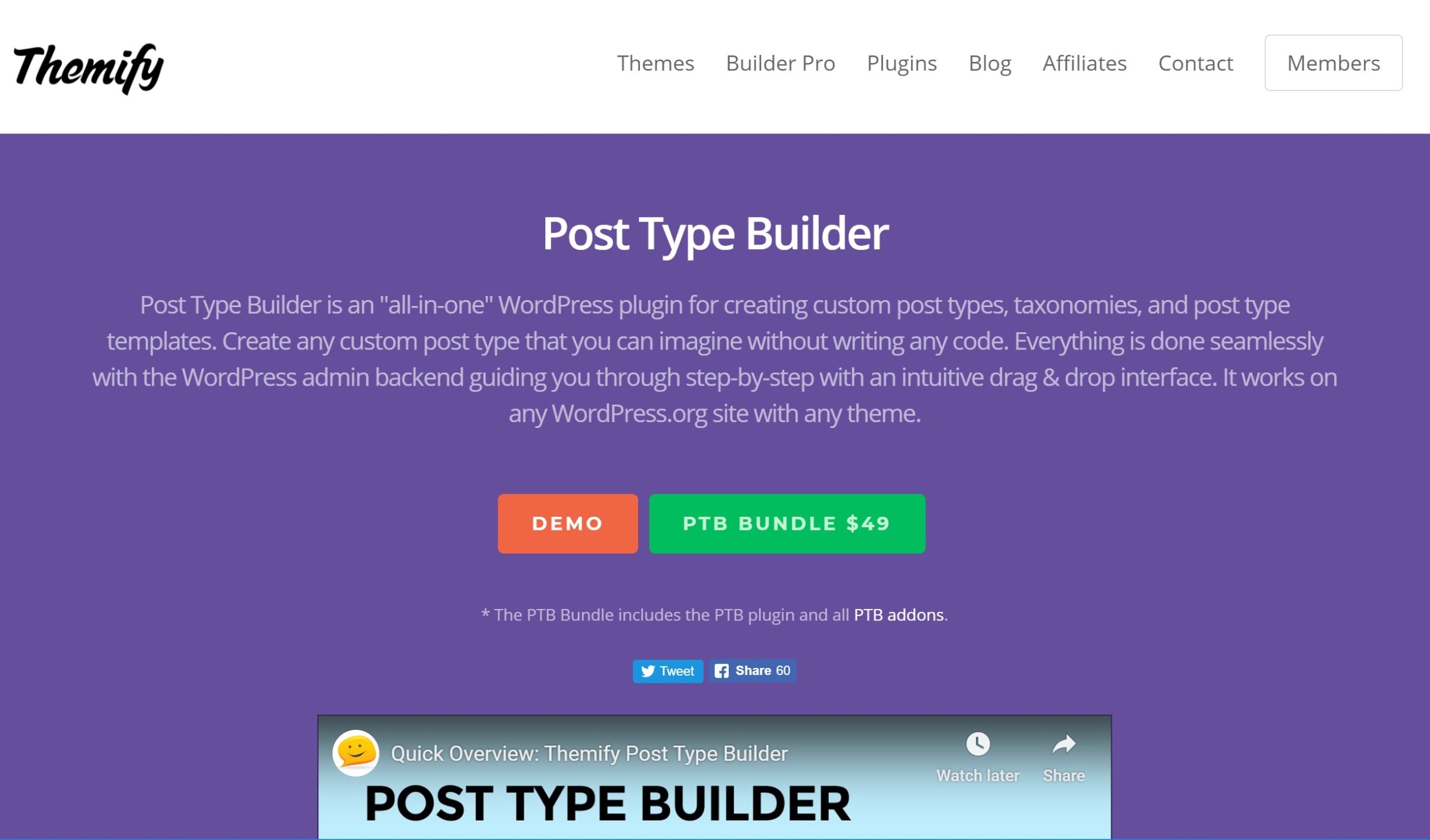 Themify Post Type Builder plugin