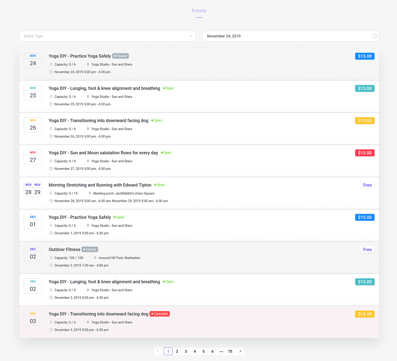 Amelia Front-End Schedule