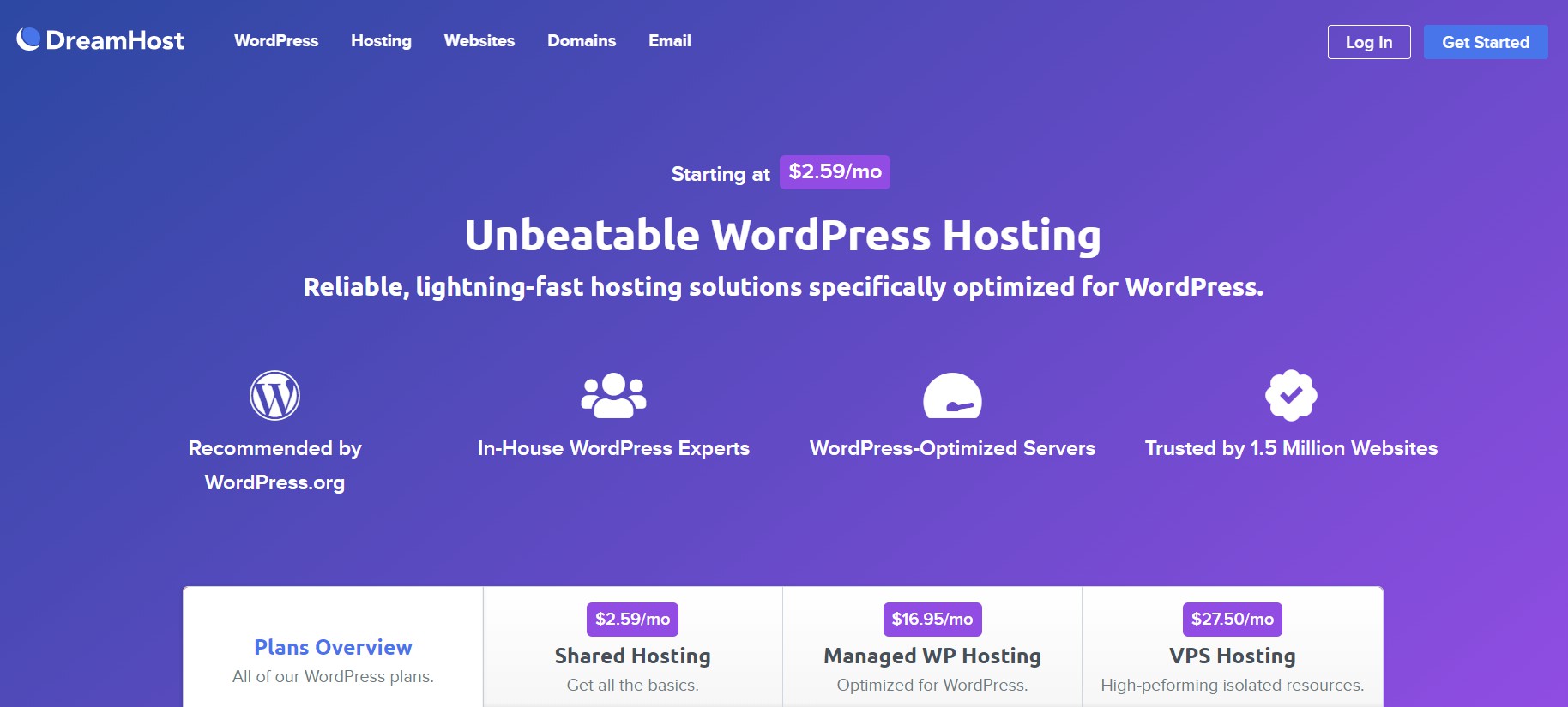 DreamHost shared WordPress hosting