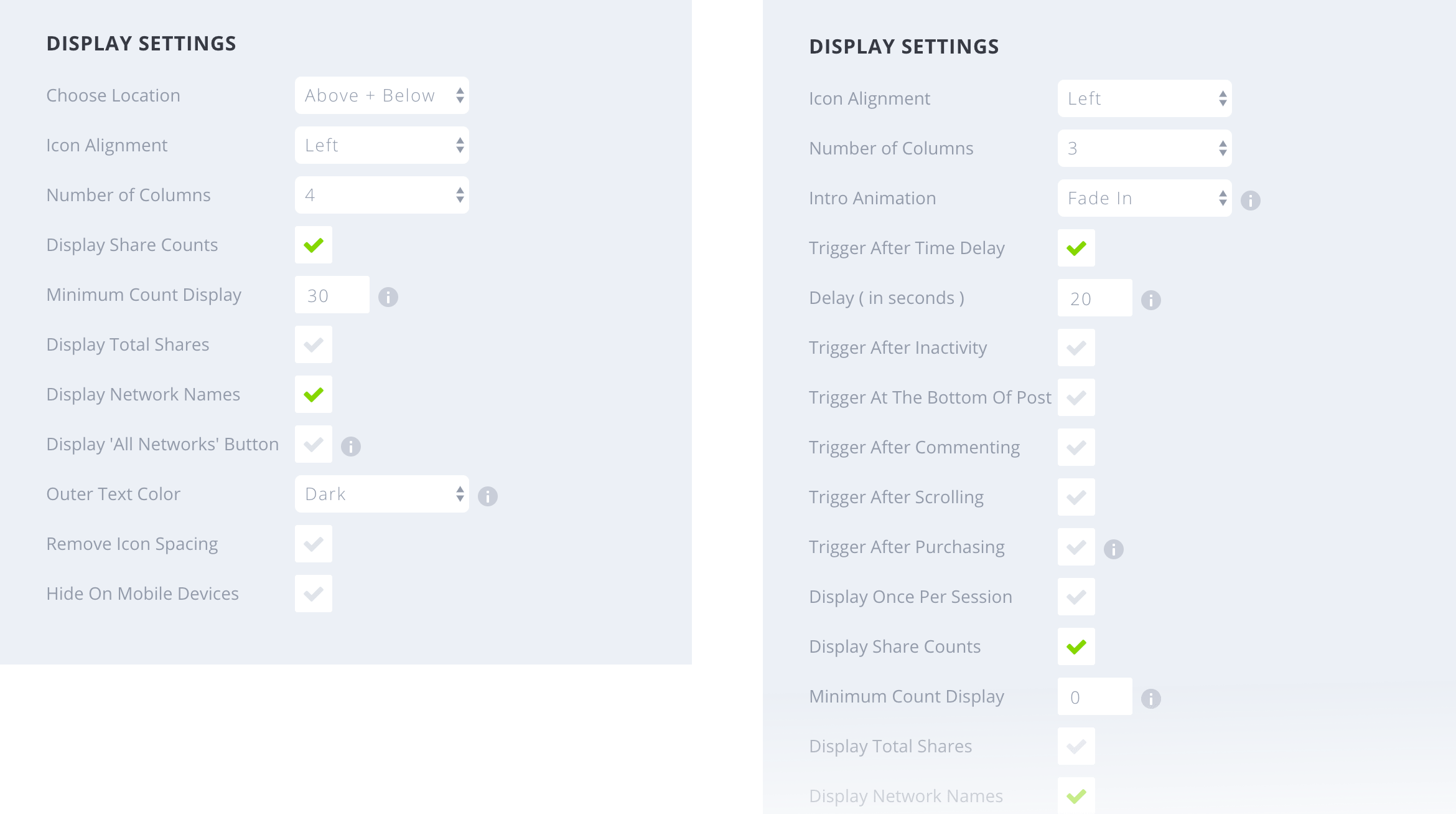 Monarch inline vs popup settings