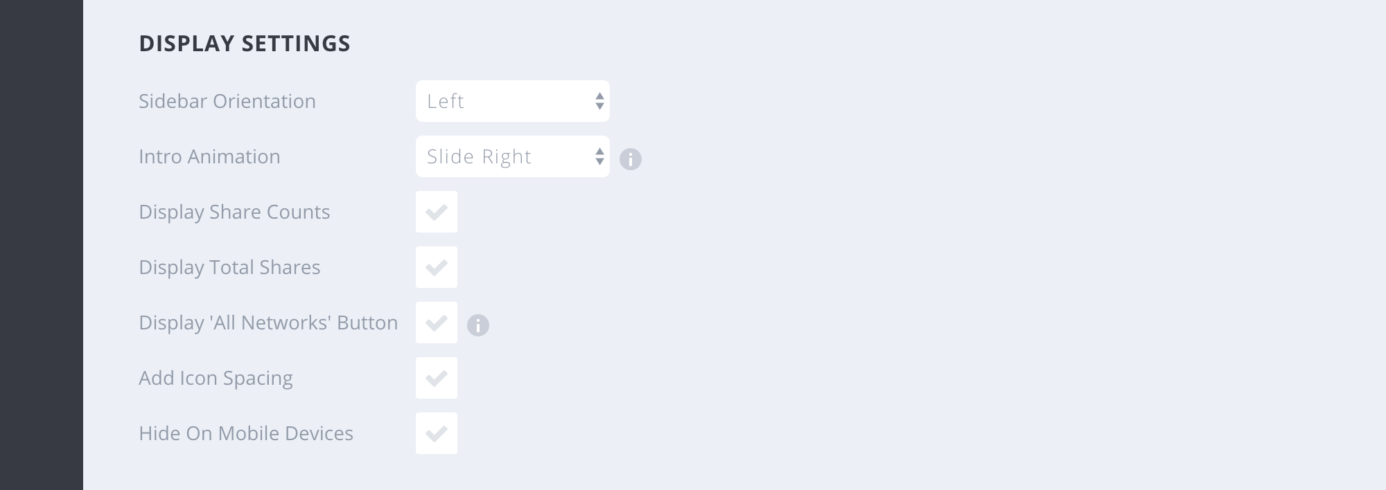 Monarch sidebar settings