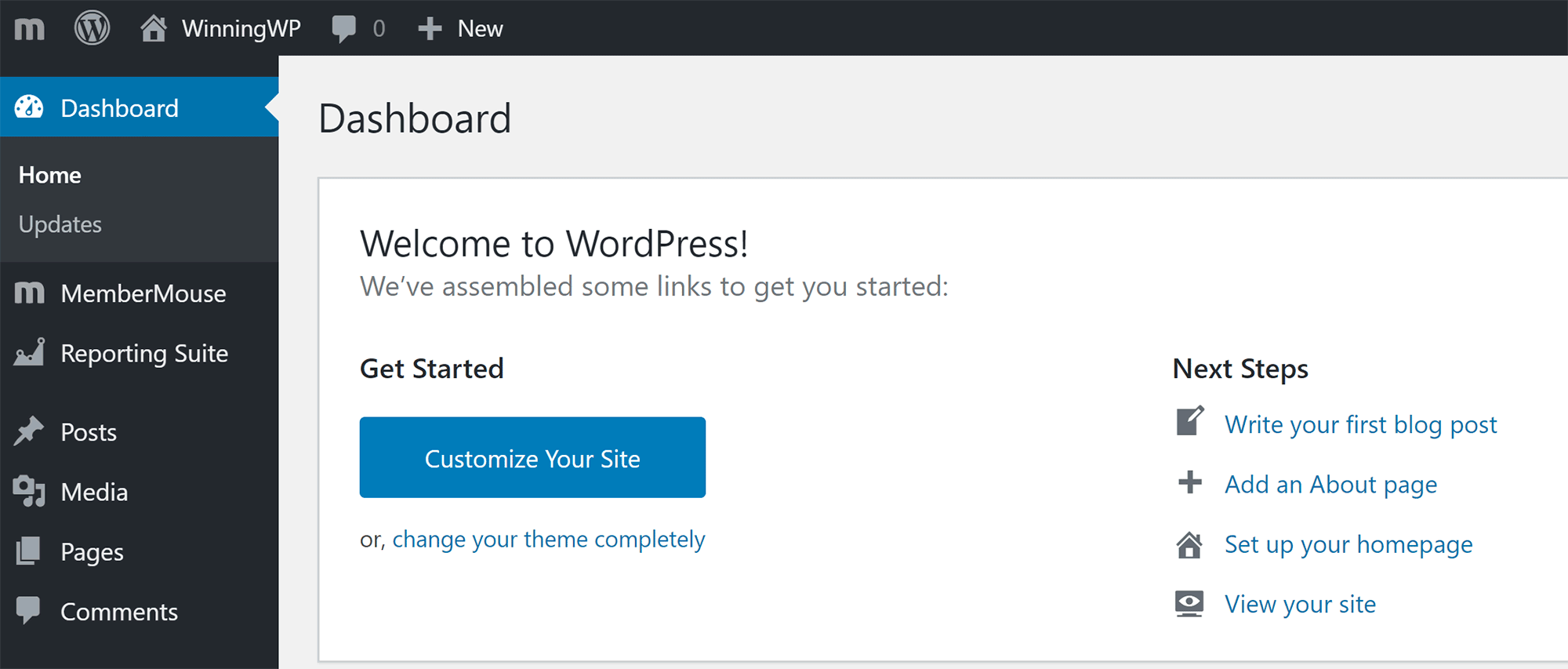 WordPress Admin Dasboard