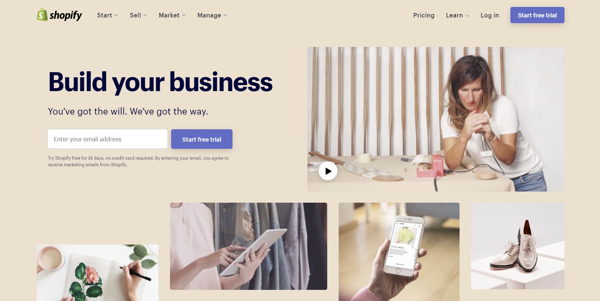 Shopify homepage