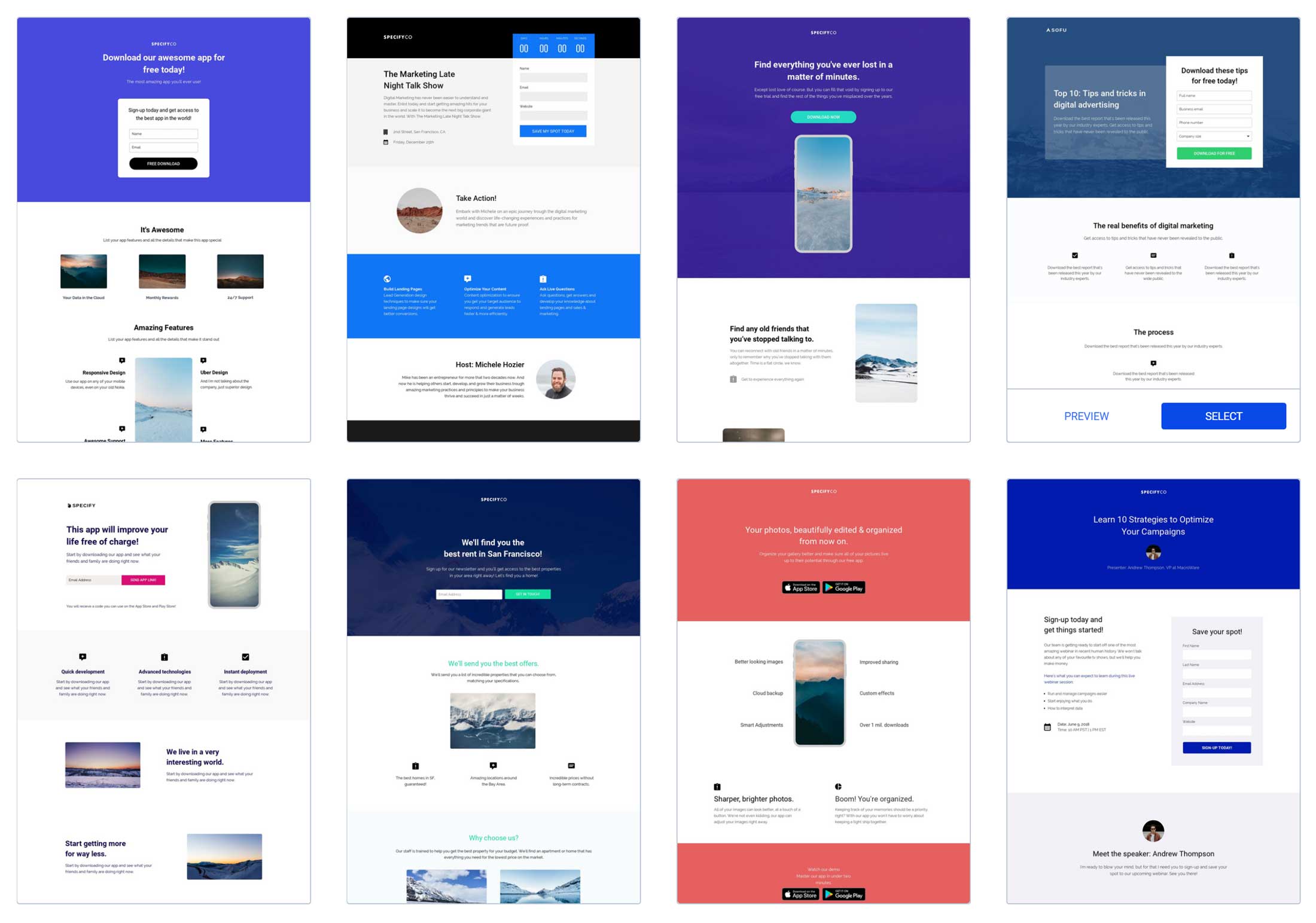 Landing Page Template Library
