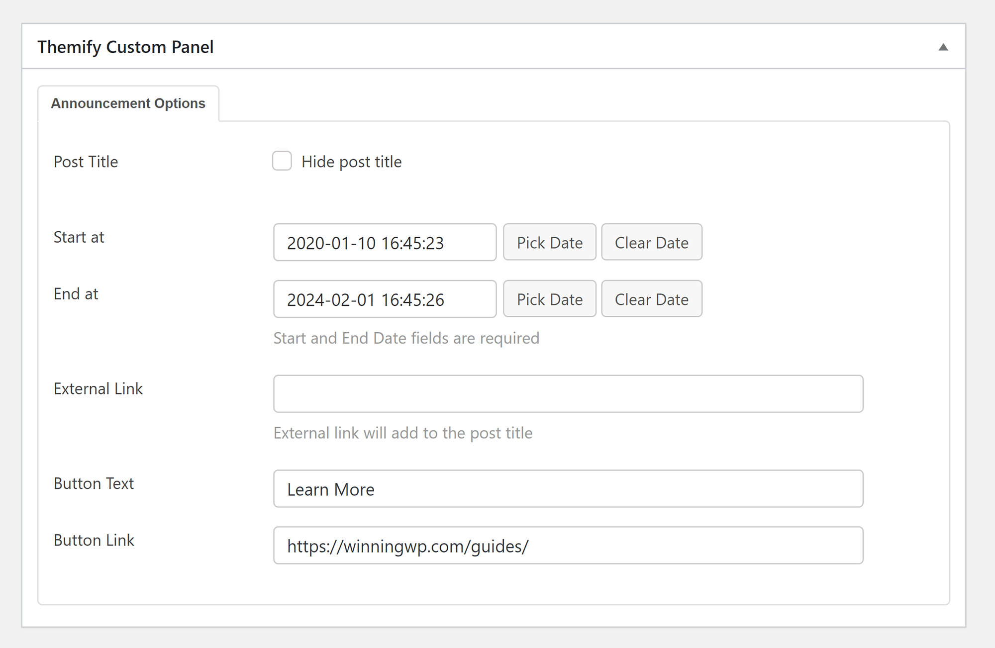 Announcement Bar Options