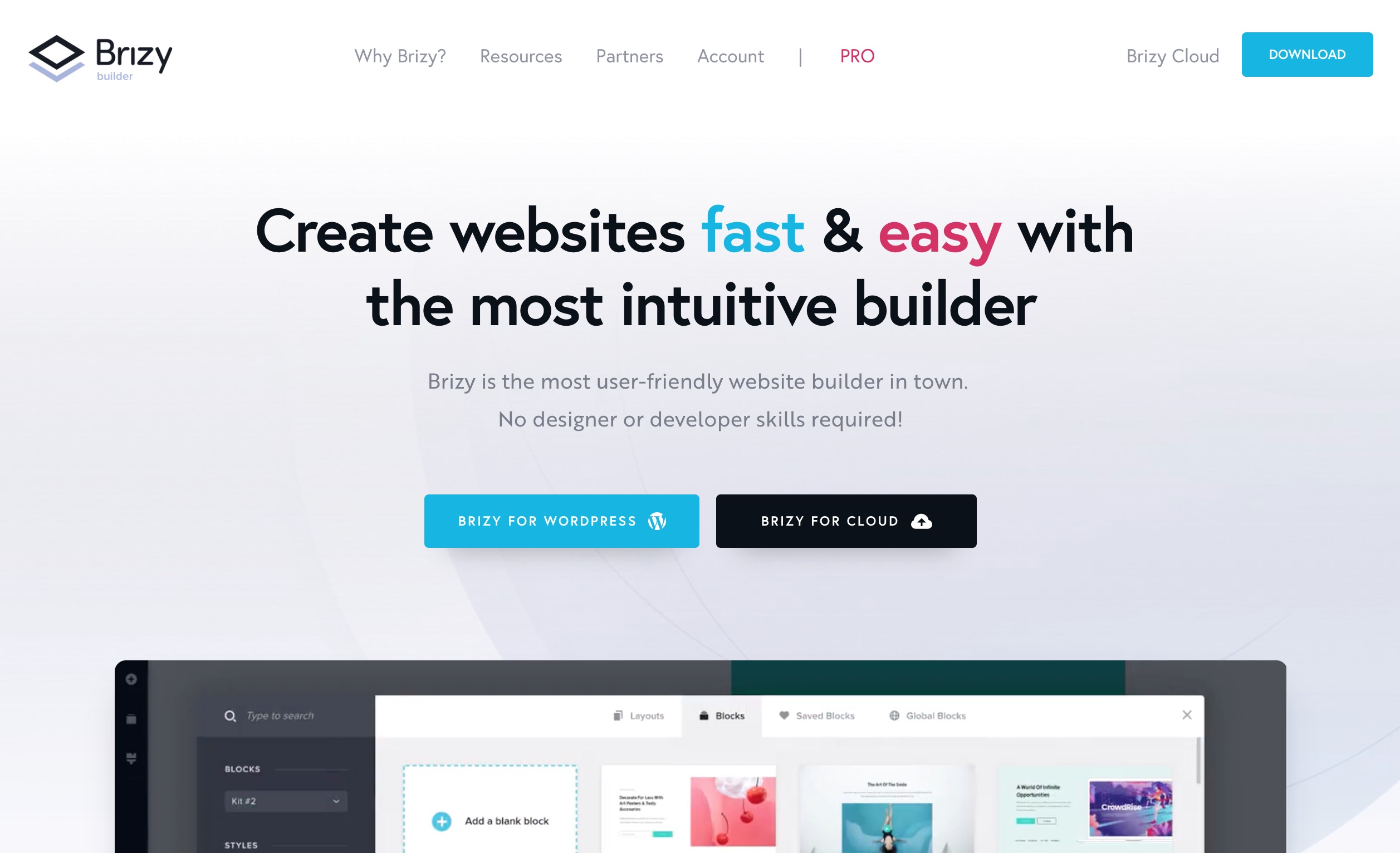 Best landing page builder plugins for WordPress: Brizy