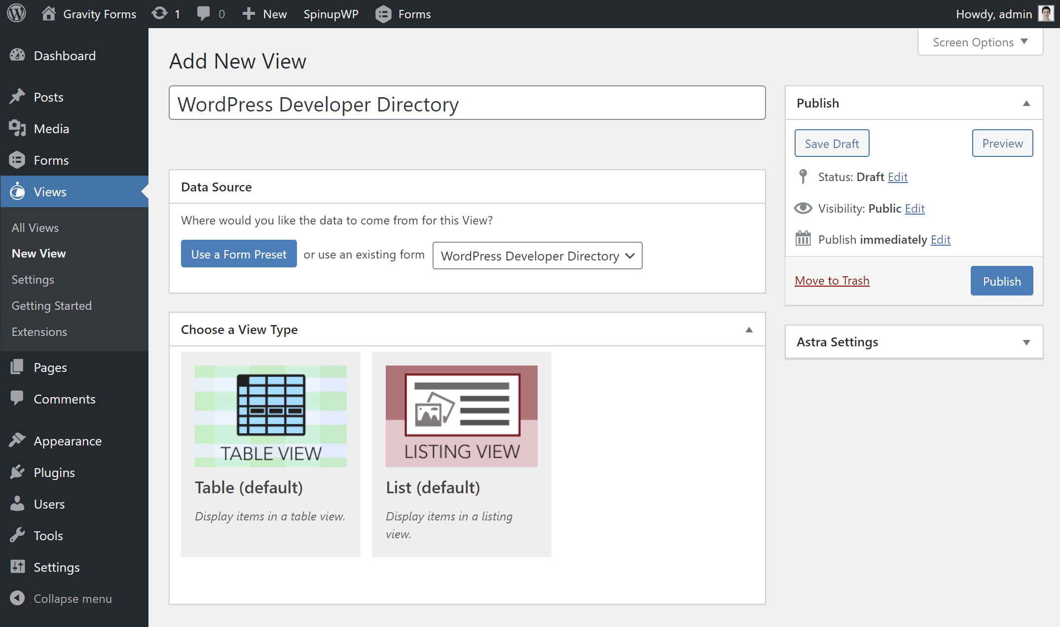 Choose the source for GravityView