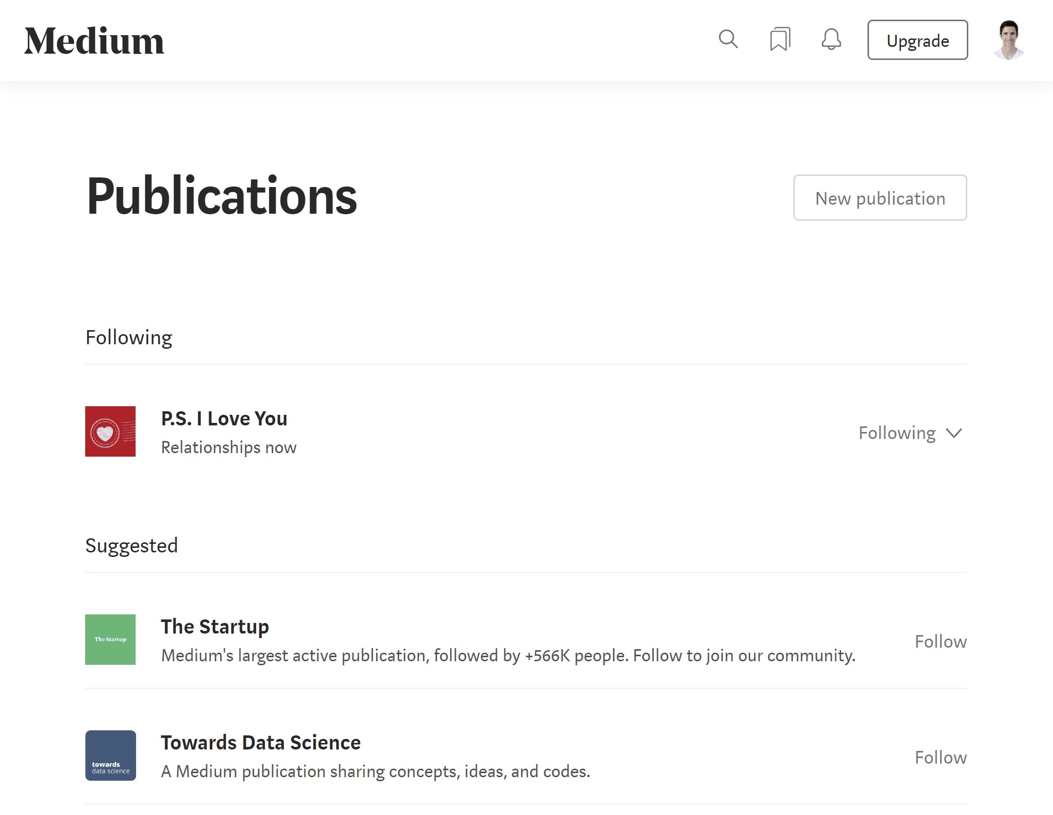 Subscribing to Medium publications