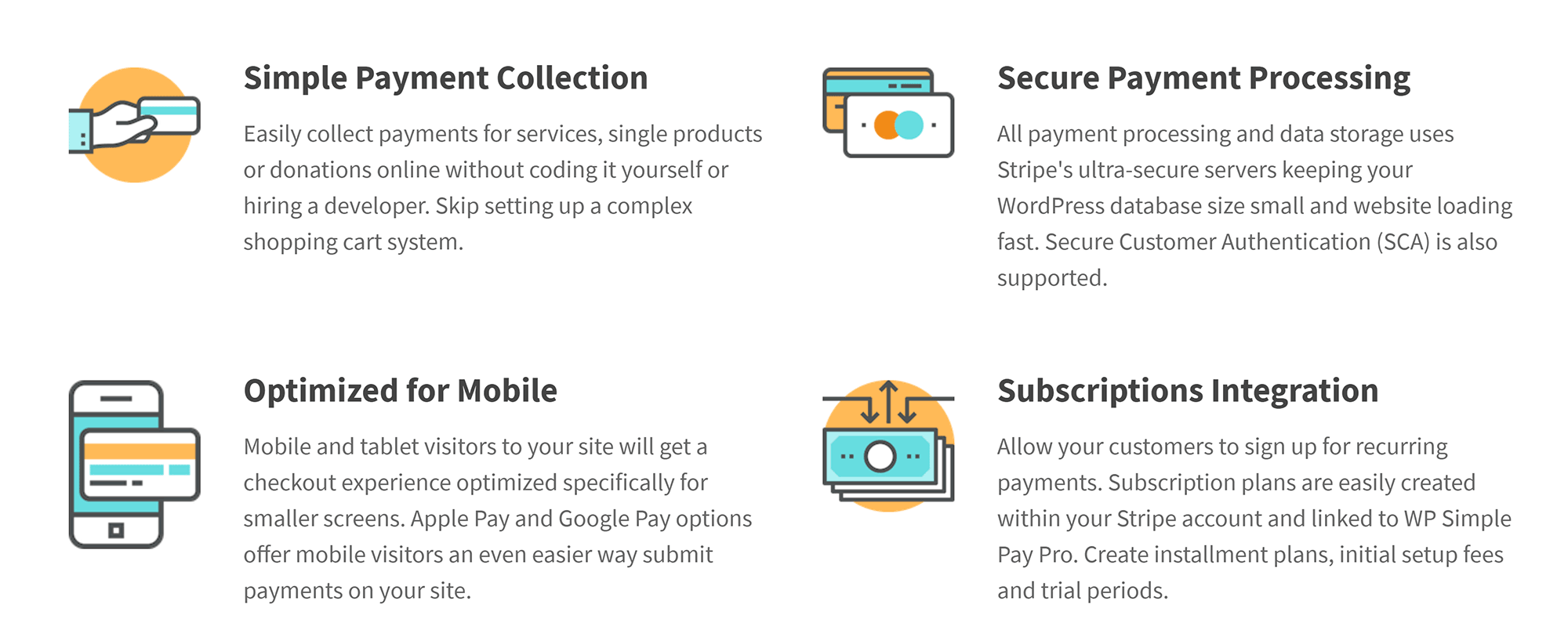 WP Simple Pay Features